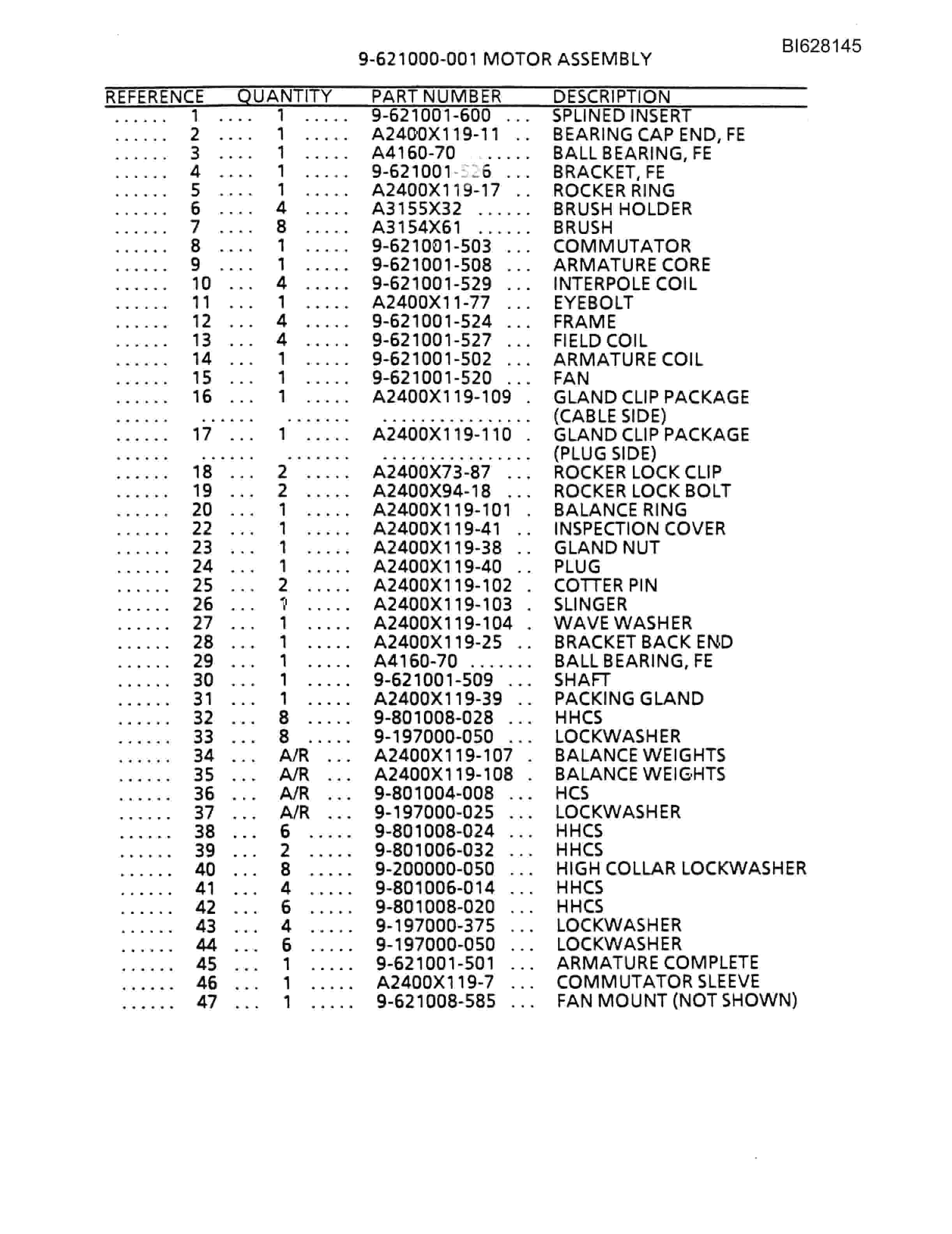 Bucyrus 488 Parts Catalog BI628145-4