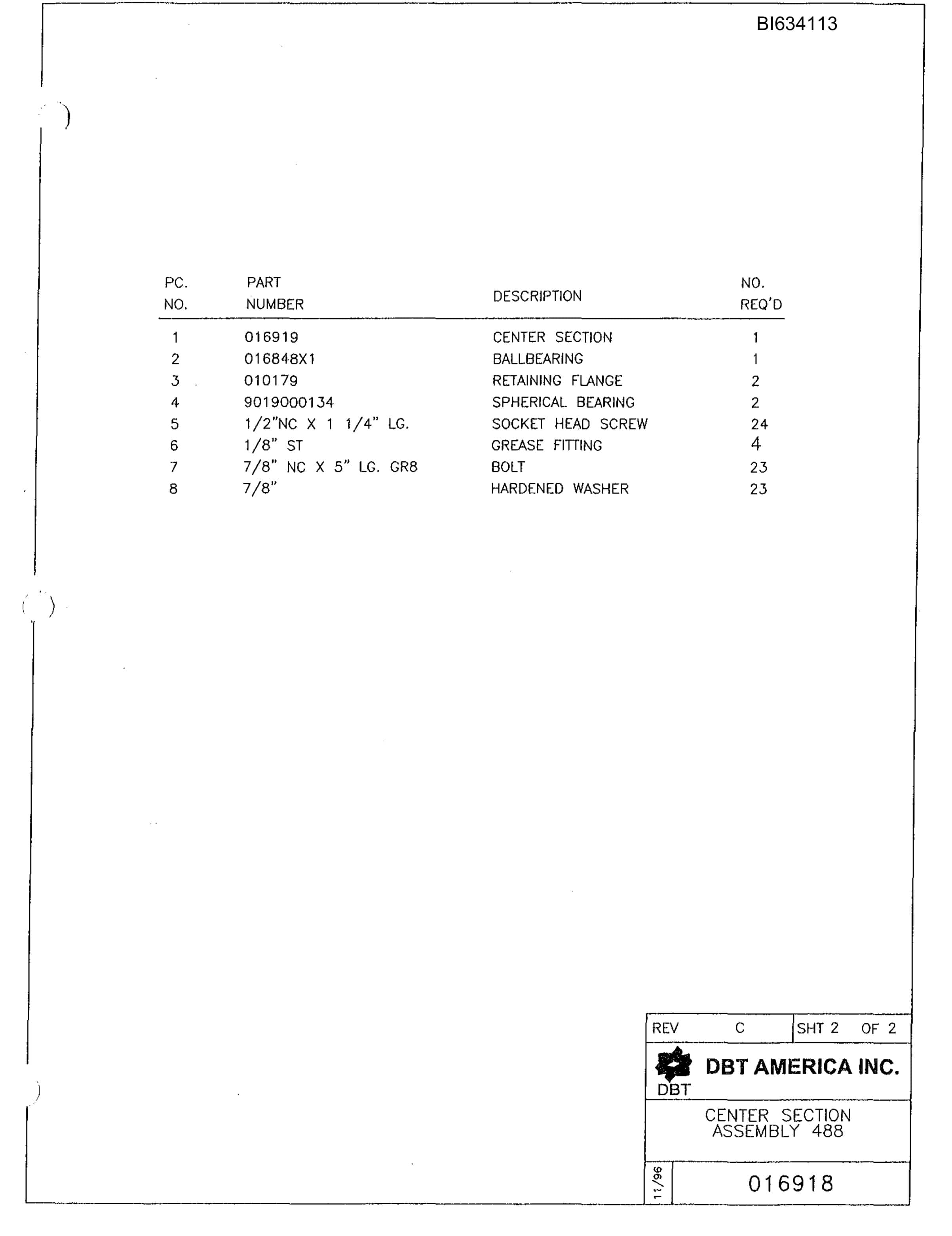 Bucyrus 488 Parts Catalog BI634113-4
