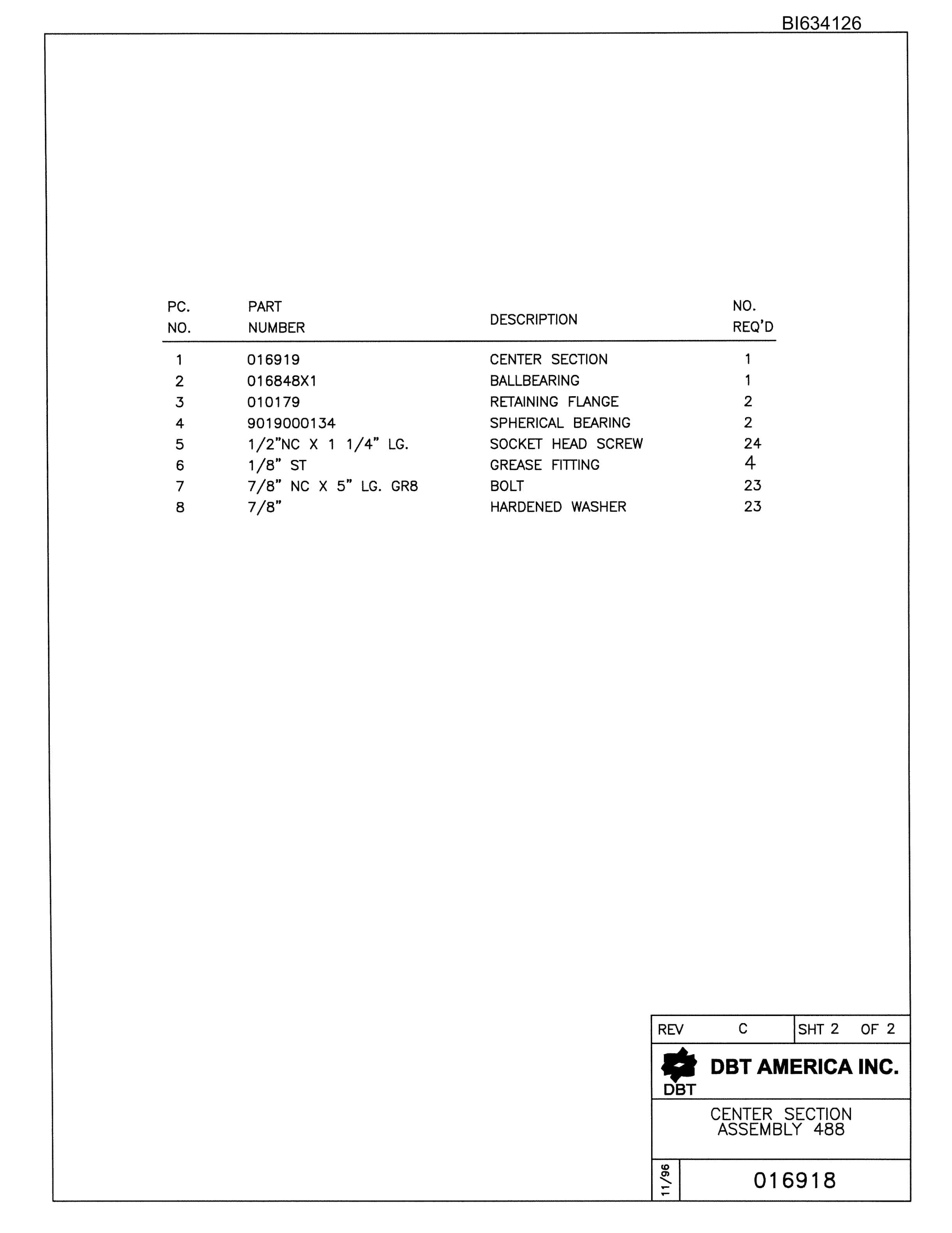 Bucyrus 488 Parts Catalog BI634126-4