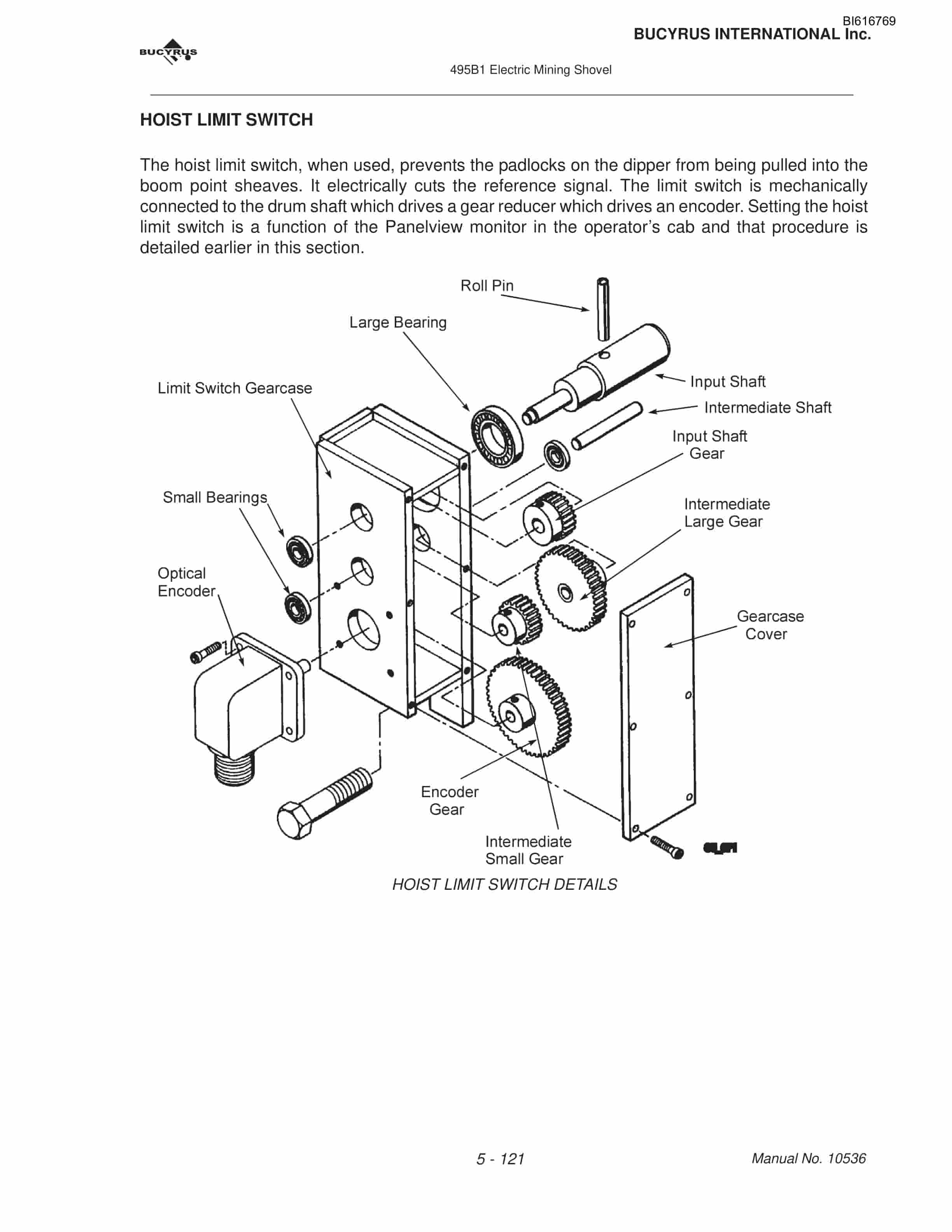 Bucyrus 495BI Mining Shovel Technical Manual BI616769-4