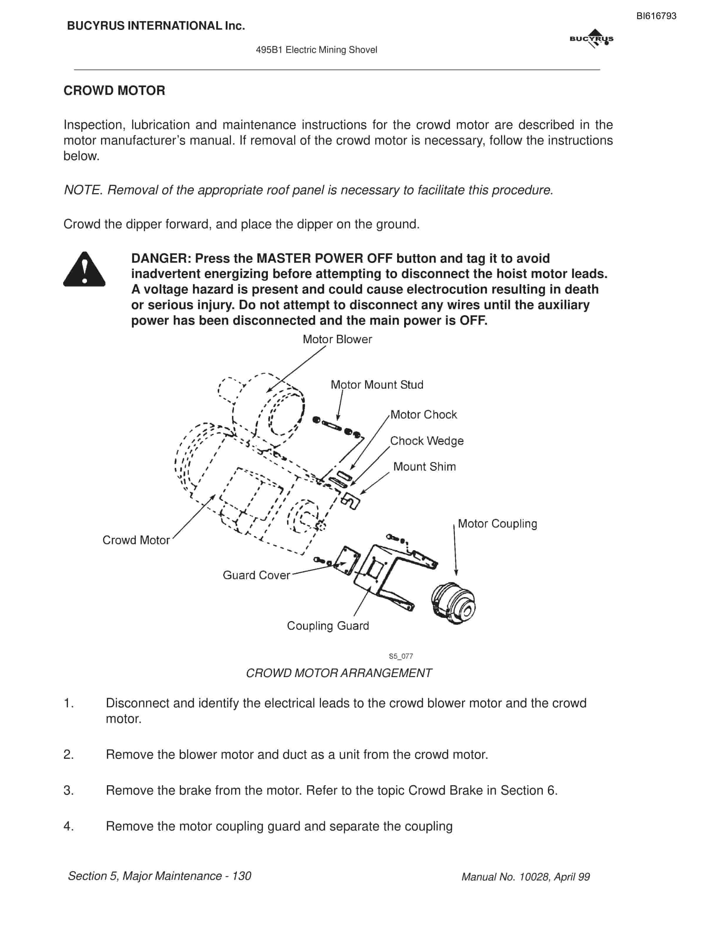 Bucyrus 495BI Mining Shovel Technical Manual BI616793-4