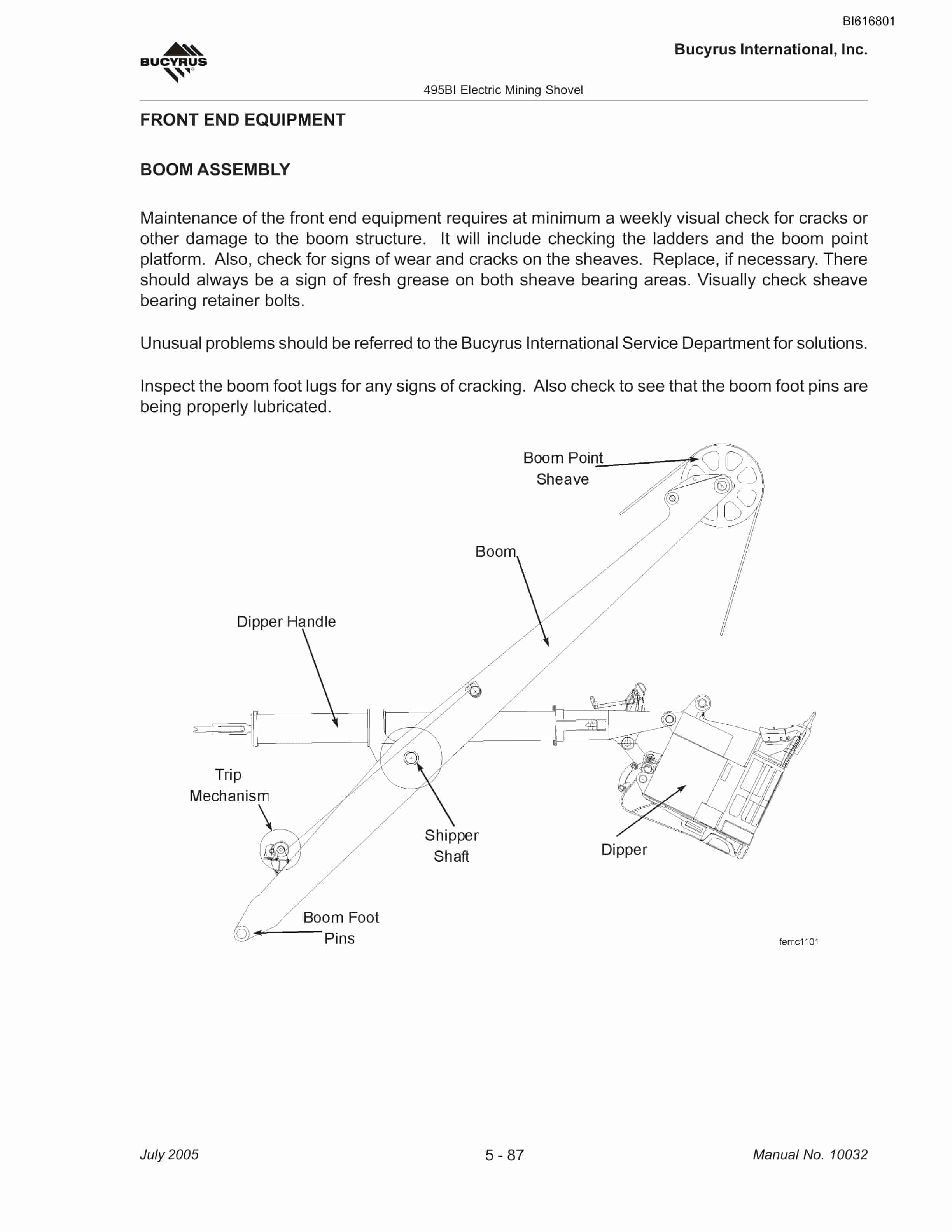 Bucyrus 495BI Mining Shovel Technical Manual BI616801-3