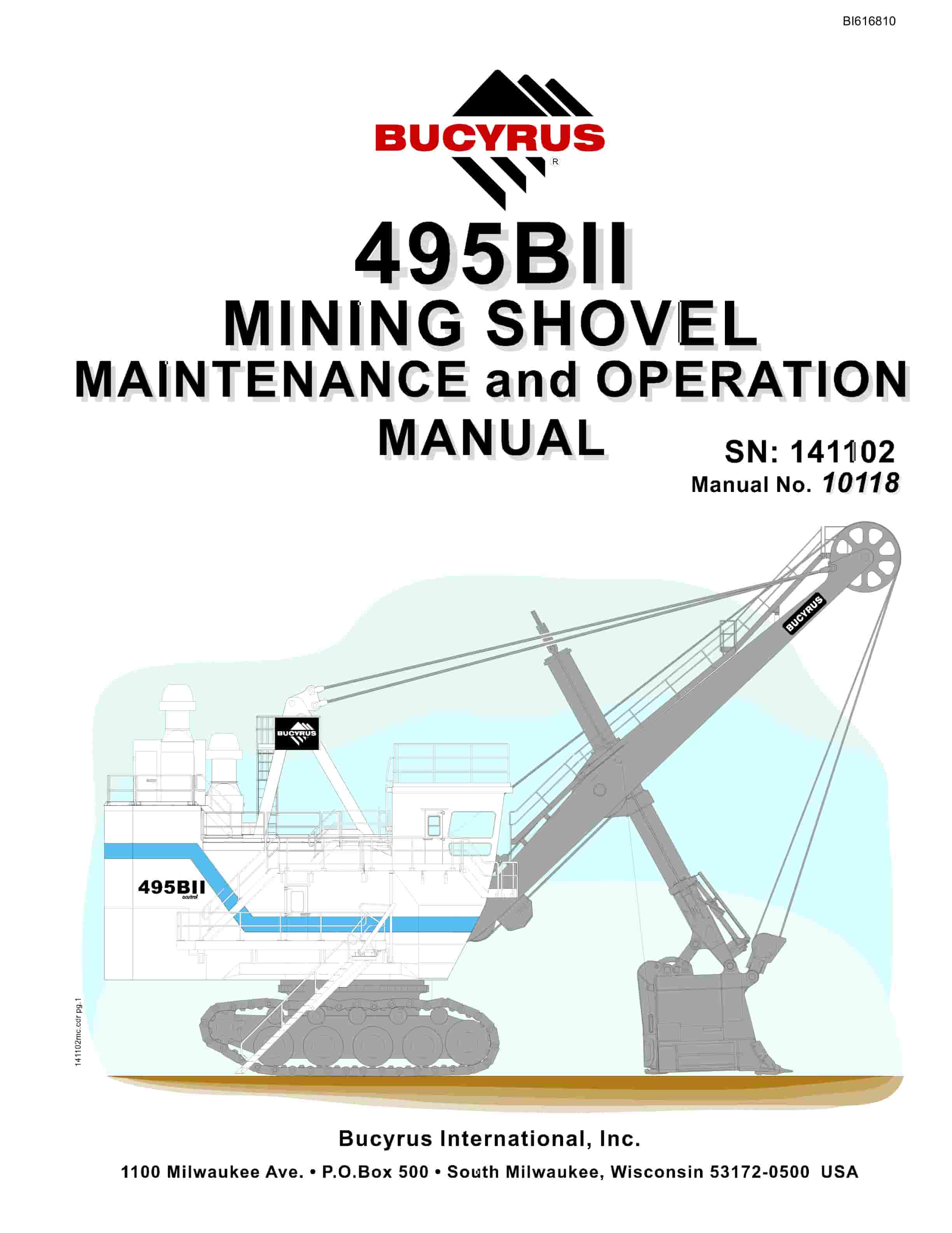 Bucyrus 495BII Mining Shovel Maintenance And Operation Manual BI616810