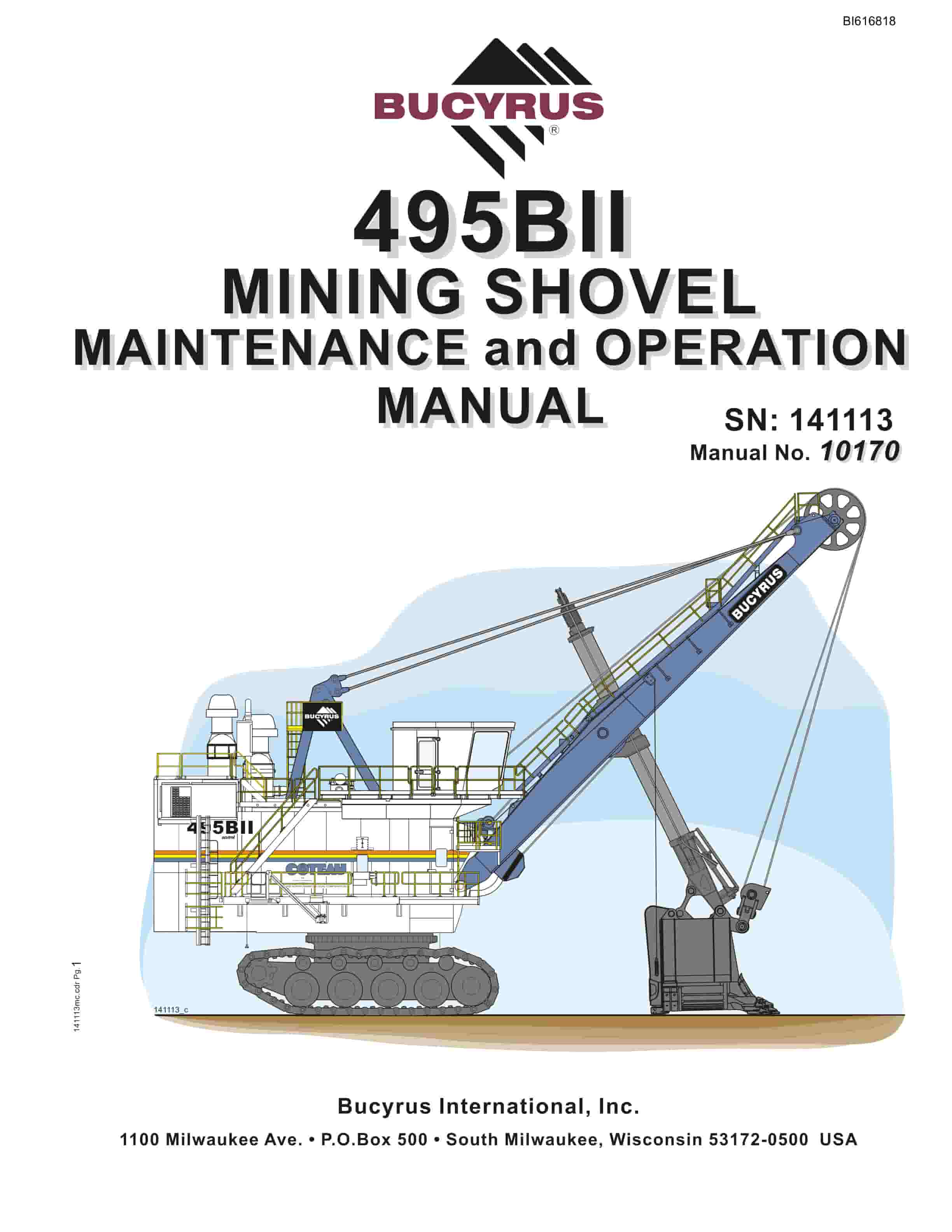 Bucyrus 495BII Mining Shovel Maintenance And Operation Manual BI616818