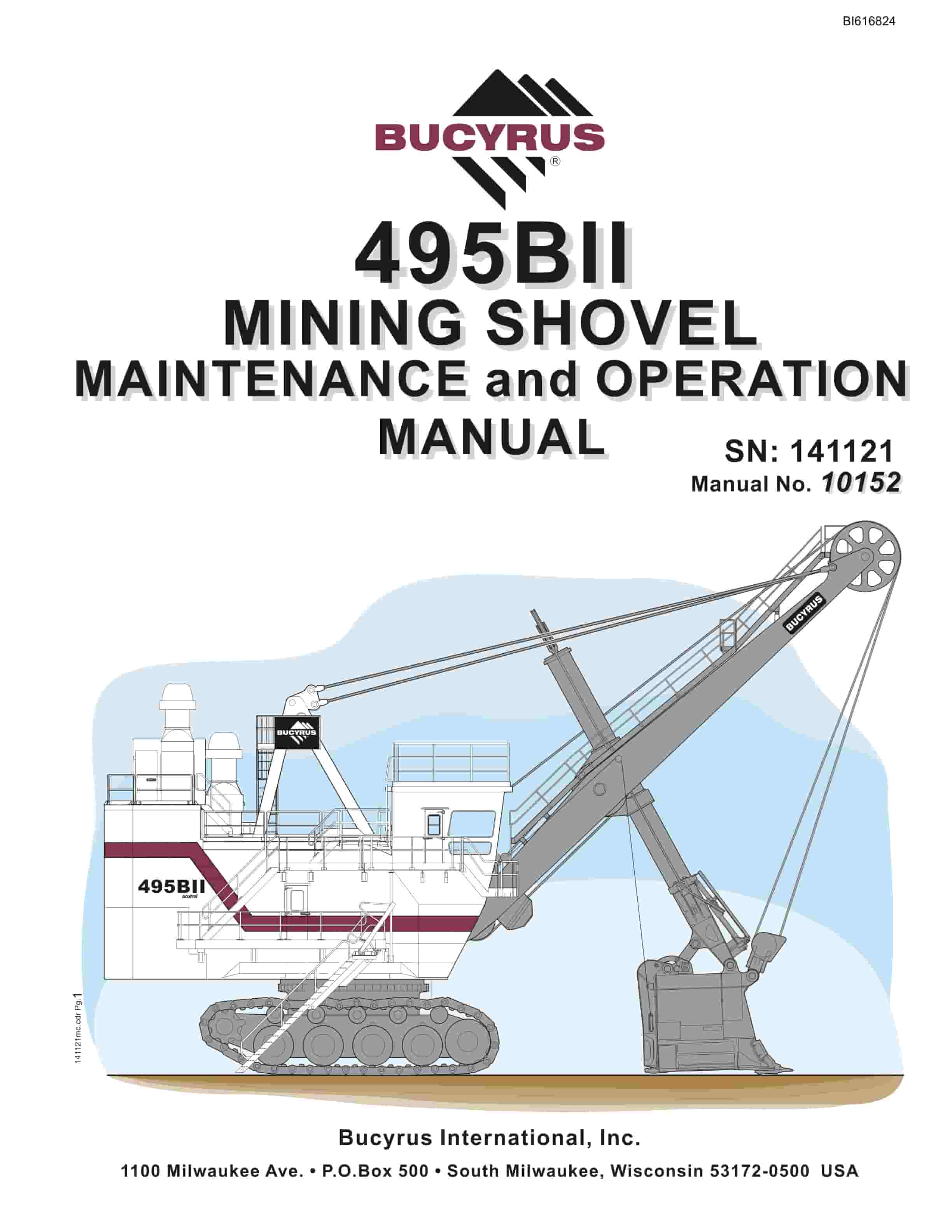 Bucyrus 495BII Mining Shovel Maintenance And Operation Manual BI616824