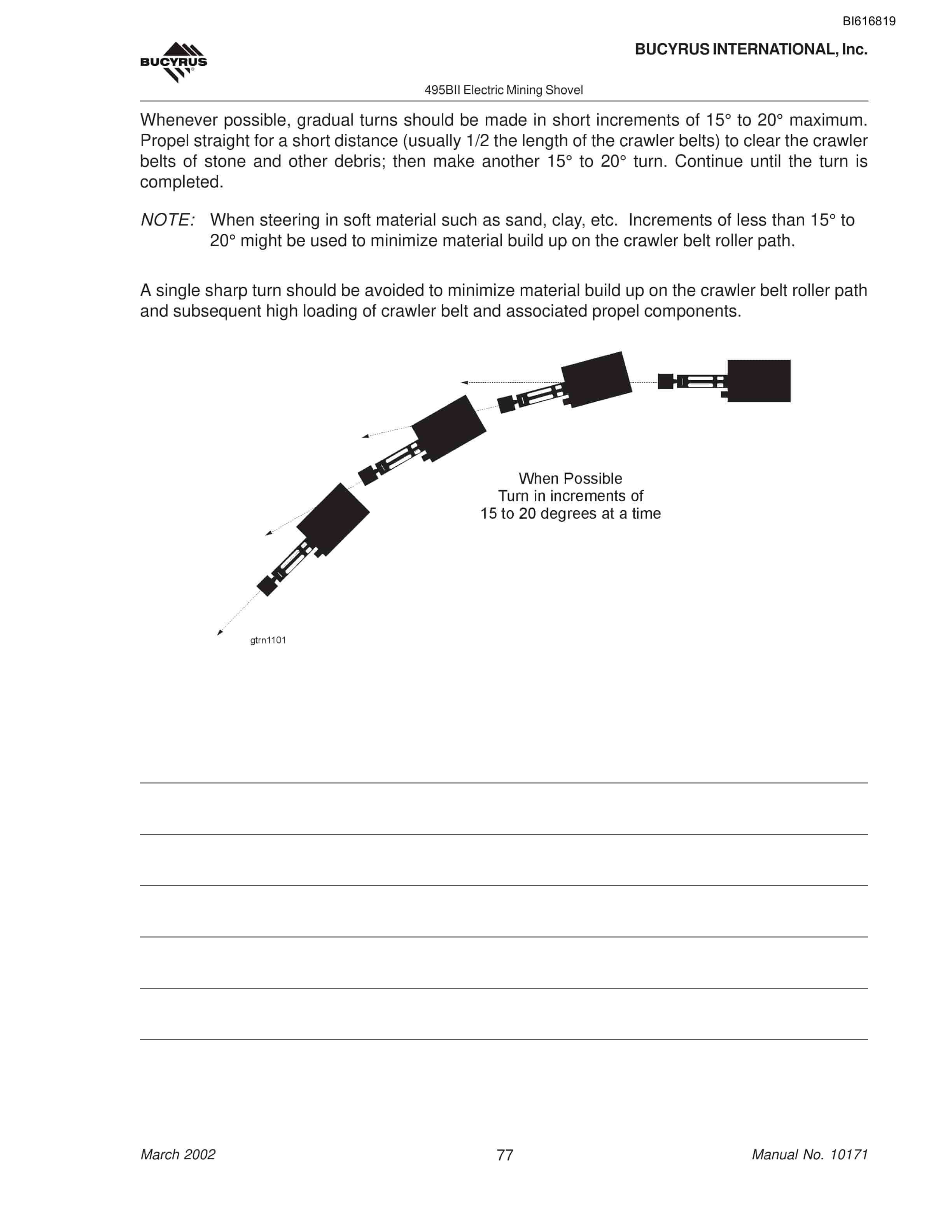 Bucyrus 495BII Mining Shovel Operators Manual BI616819-5