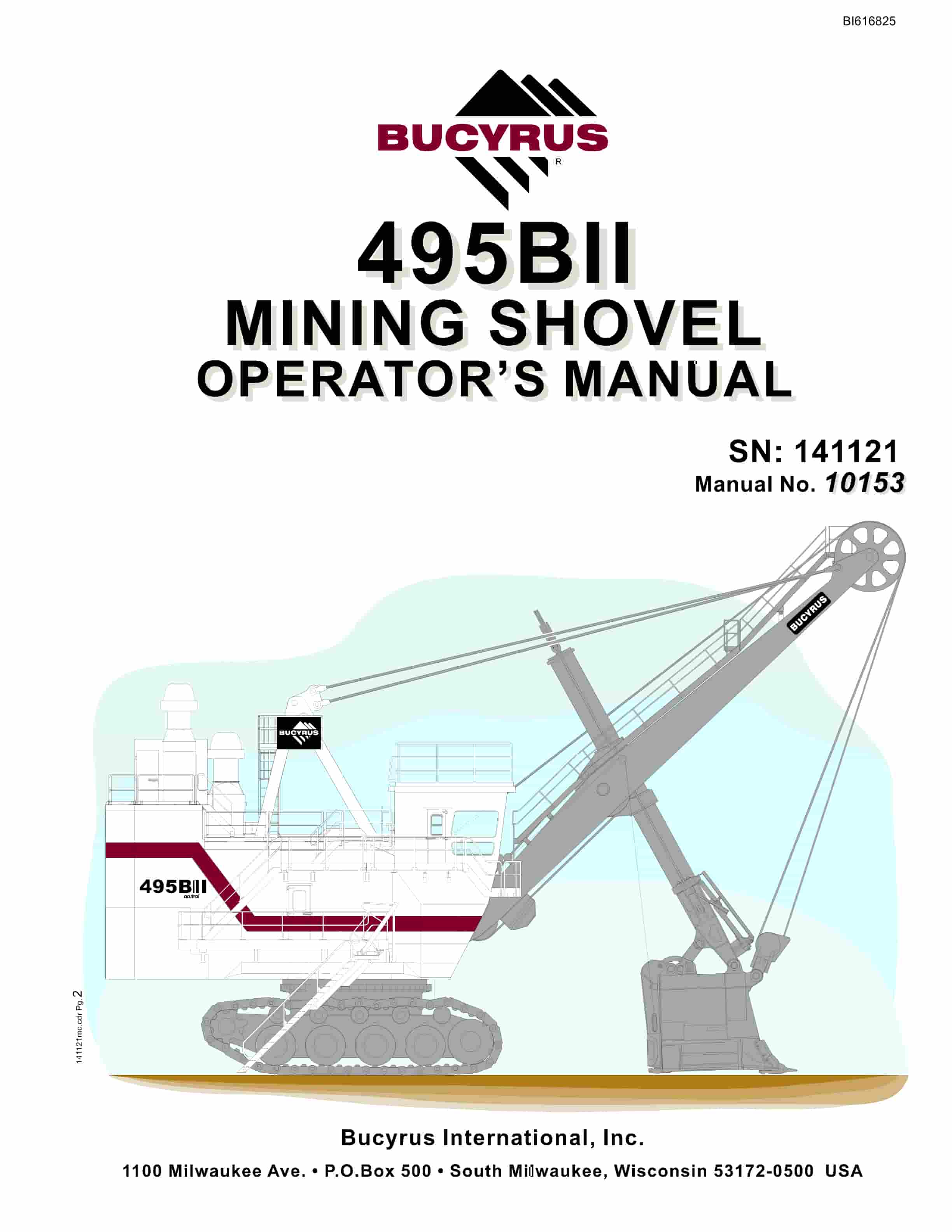 Bucyrus 495BII Mining Shovel Operators Manual BI616825