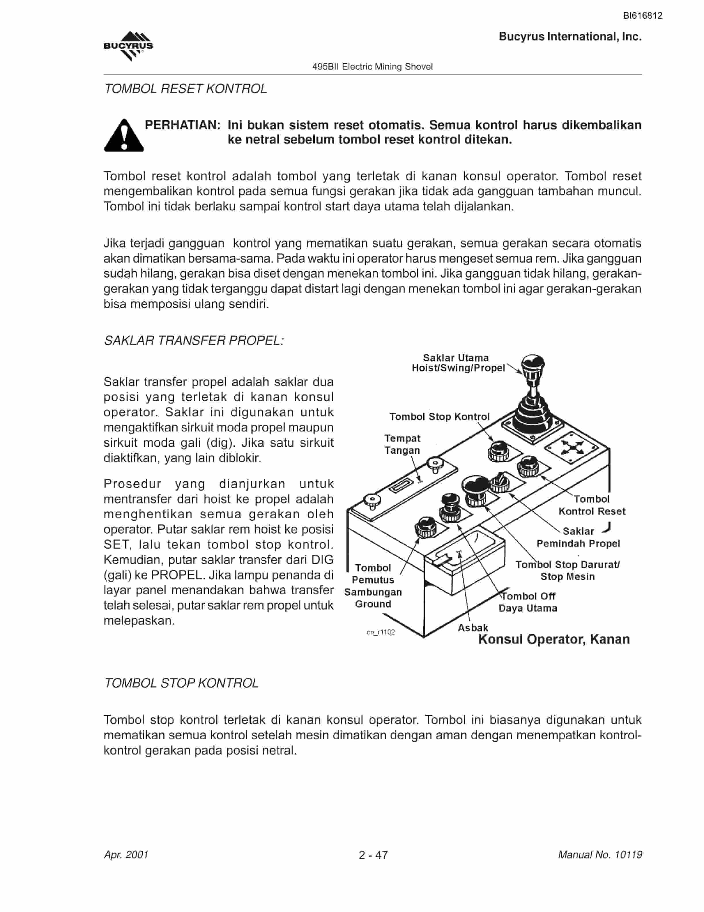 Bucyrus 495BII Mining Shovel Technical Manual BI616812-2
