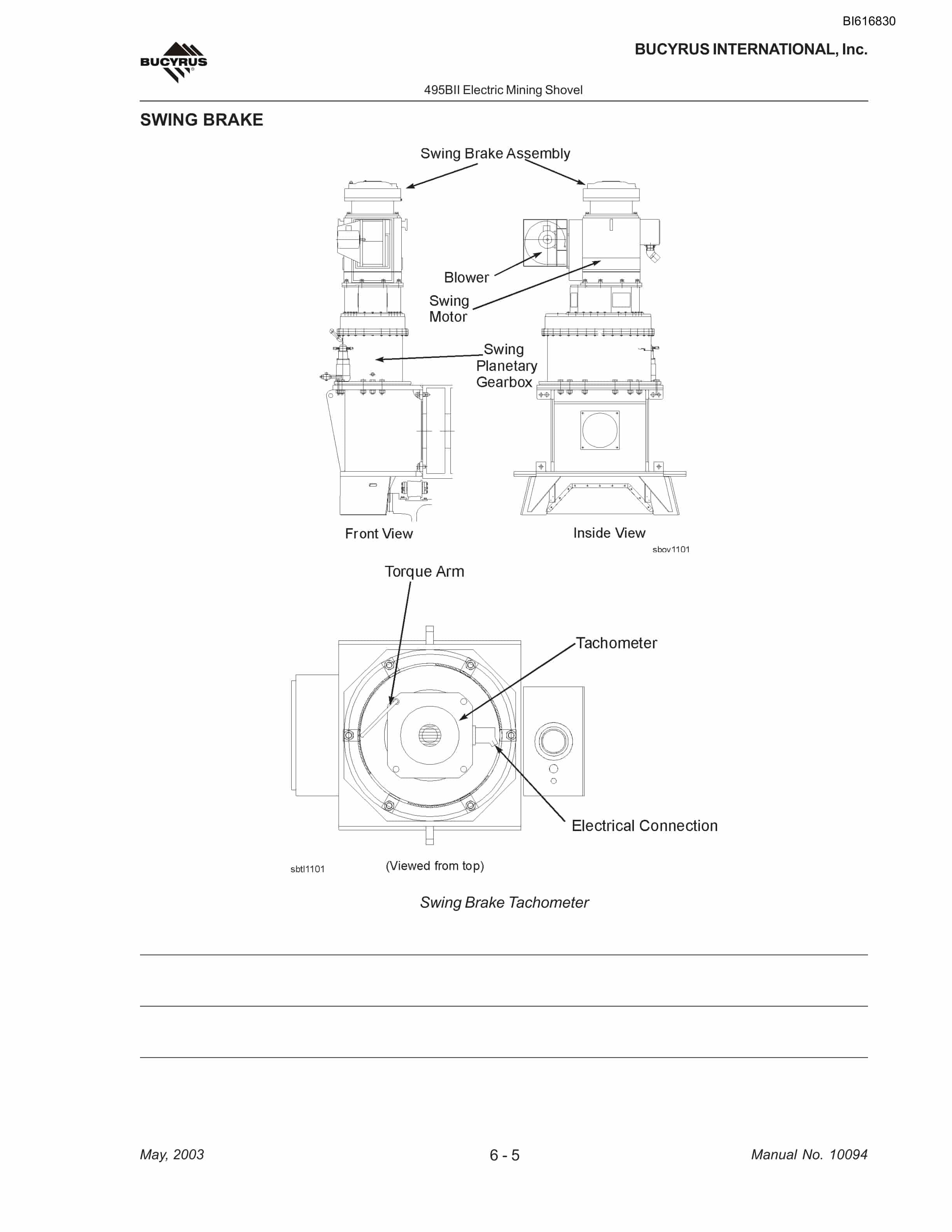Bucyrus 495BII Mining Shovel Technical Manual BI616830-5