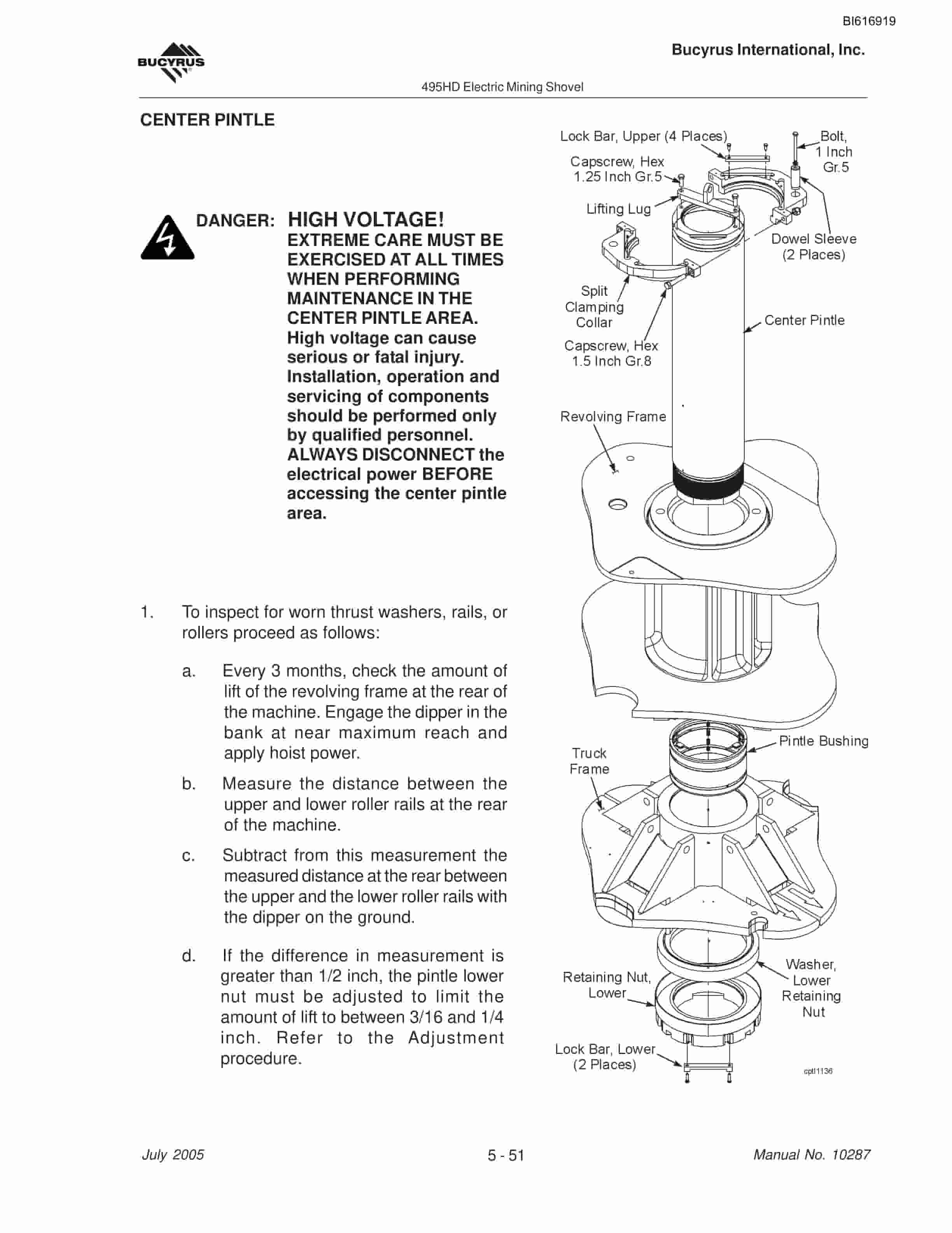 Bucyrus 495HD Mining Shovel Maintenance And Operation Manual BI616919-2