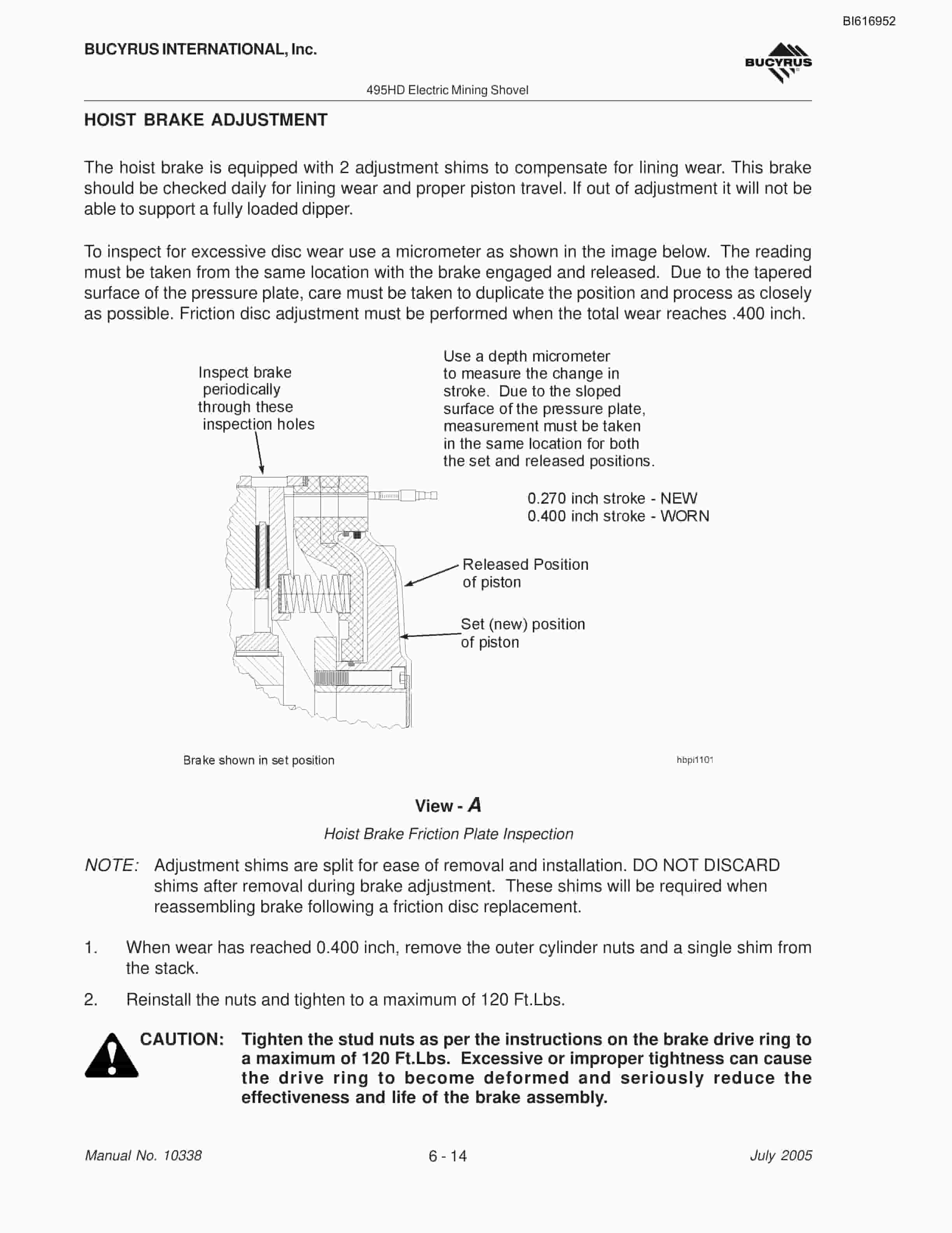 Bucyrus 495HD Mining Shovel Maintenance And Operation Manual BI616952-5