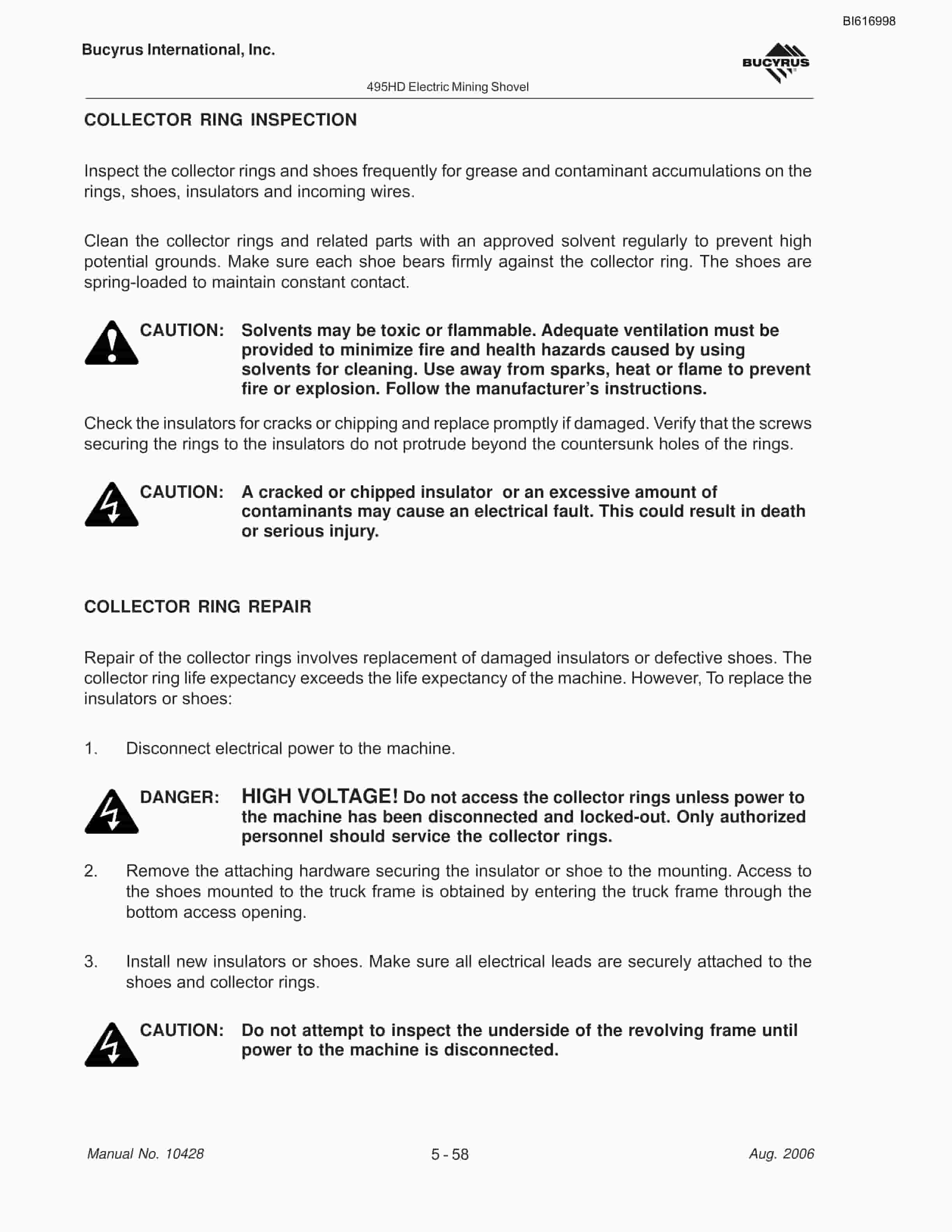 Bucyrus 495HD Mining Shovel Maintenance And Operation Manual BI616998-2