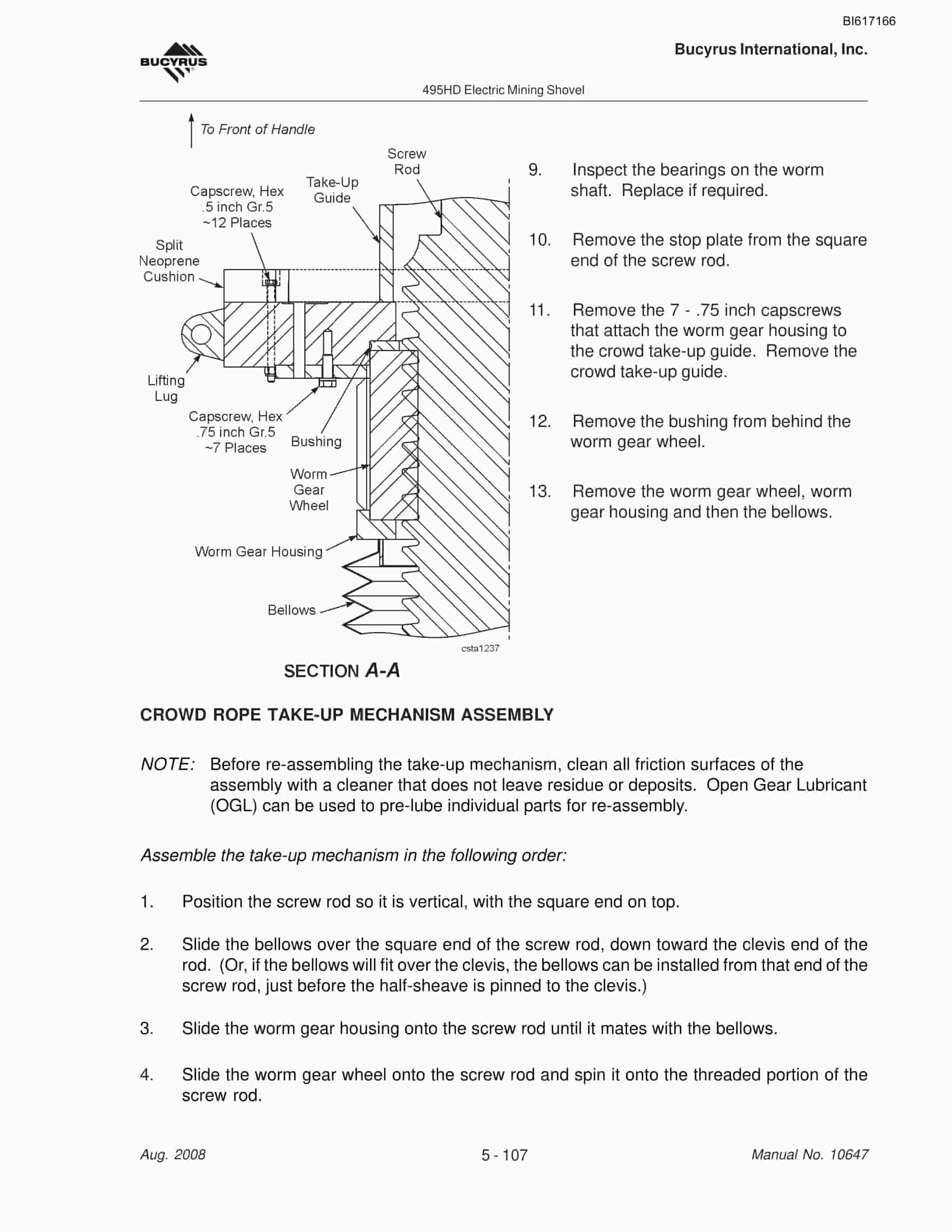 Bucyrus 495HD Mining Shovel Maintenance And Operation Manual BI617166-3