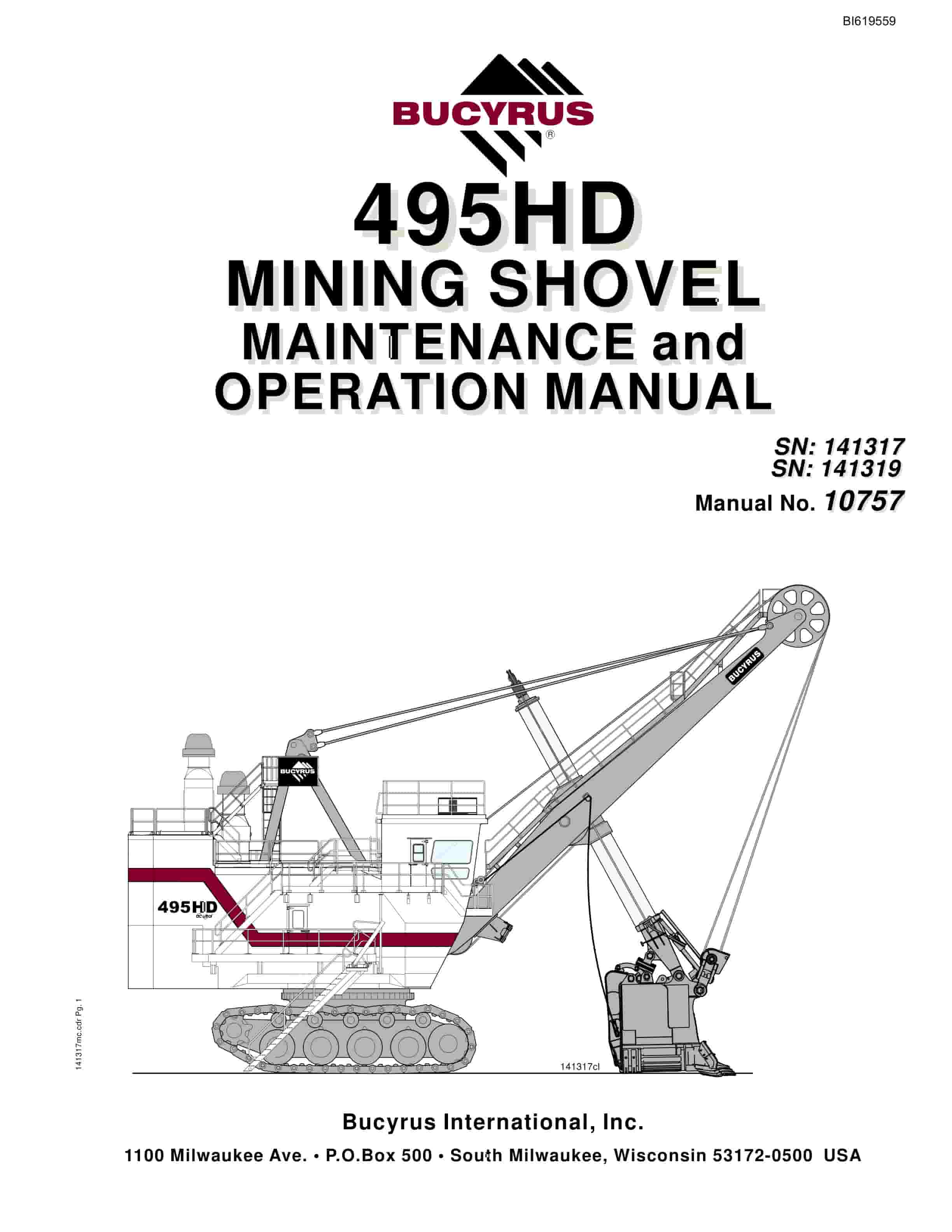 Bucyrus 495HD Mining Shovel Maintenance And Operation Manual BI619559