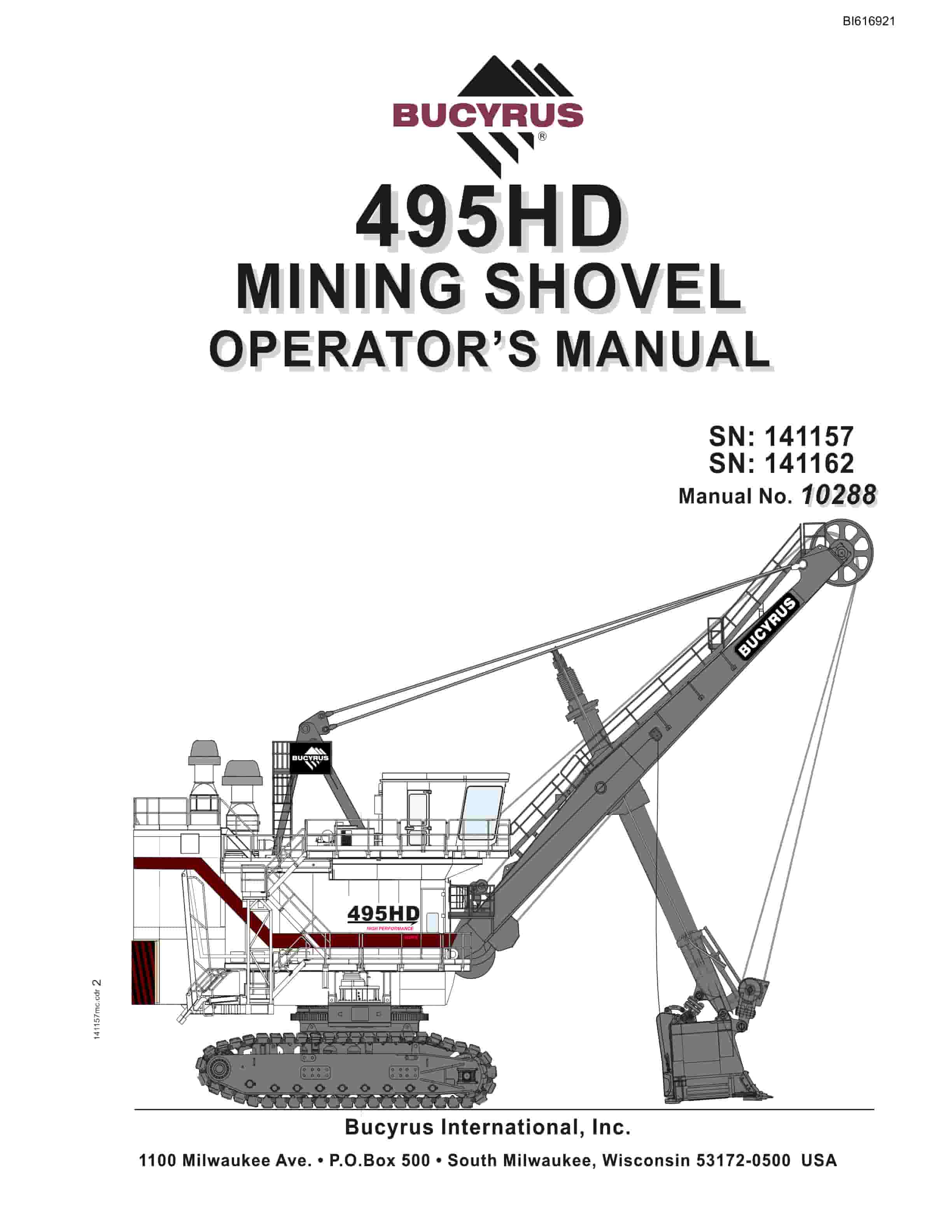 Bucyrus 495HD Mining Shovel Operators Manual BI616921