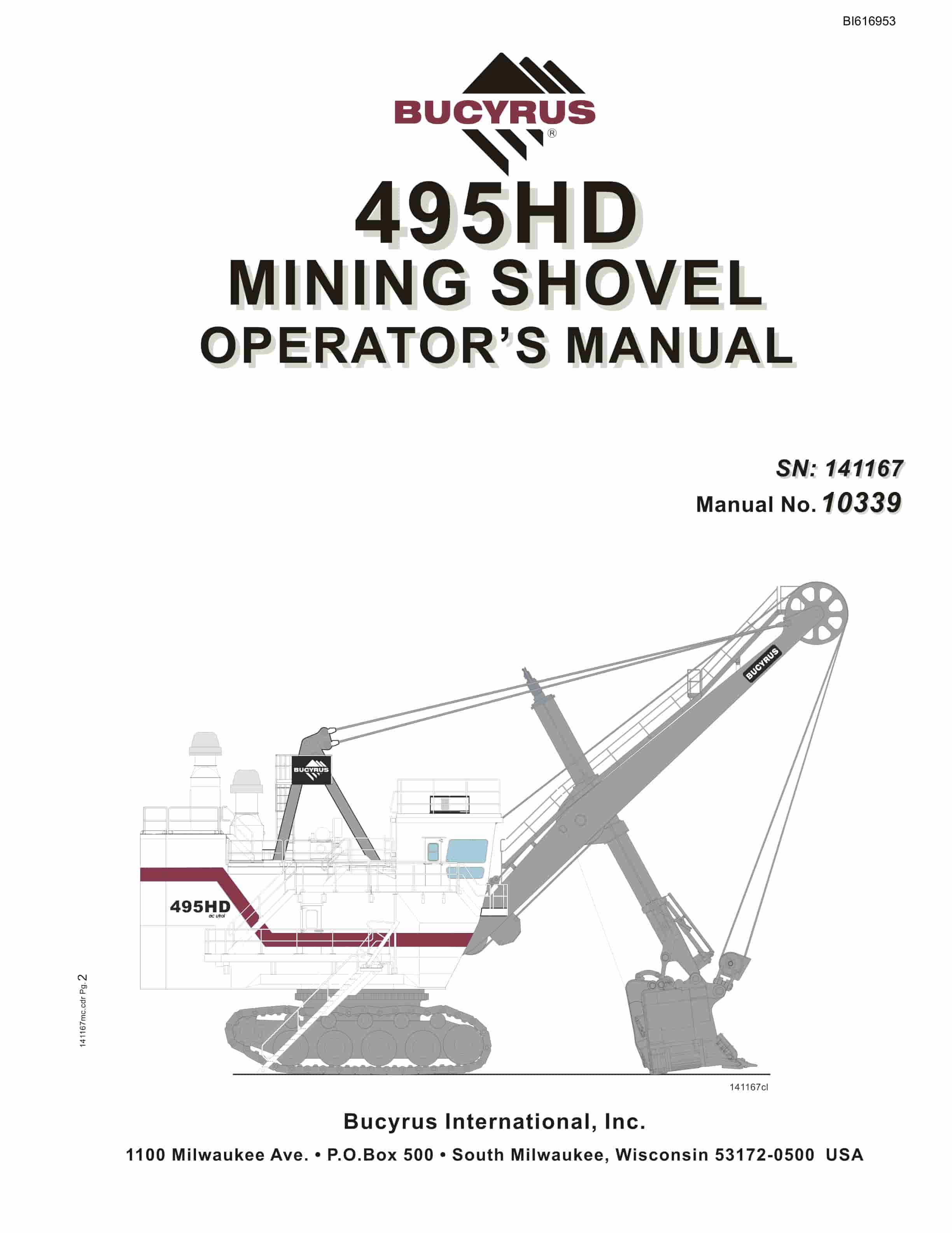 Bucyrus 495HD Mining Shovel Operators Manual BI616953