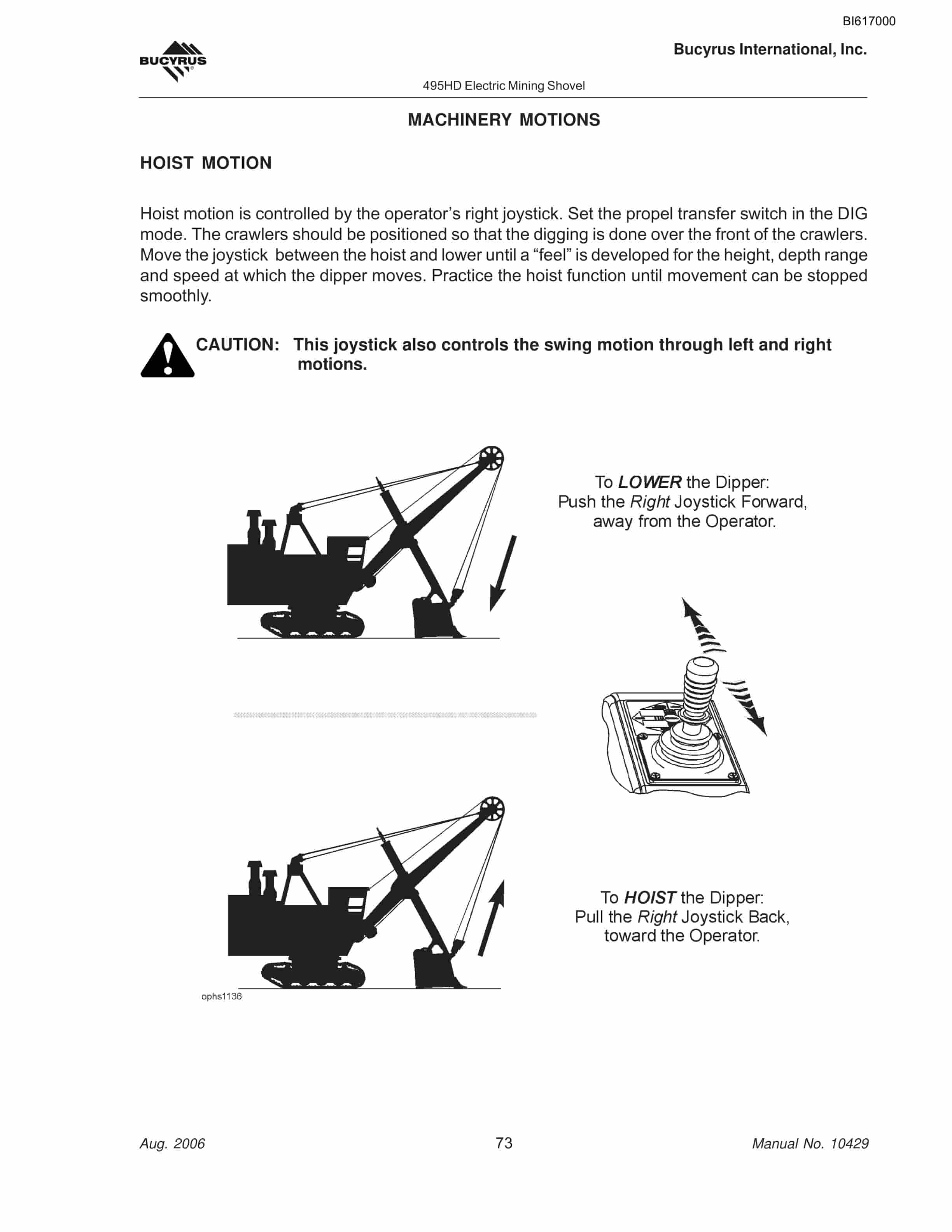 Bucyrus 495HD Mining Shovel Operators Manual BI617000-4