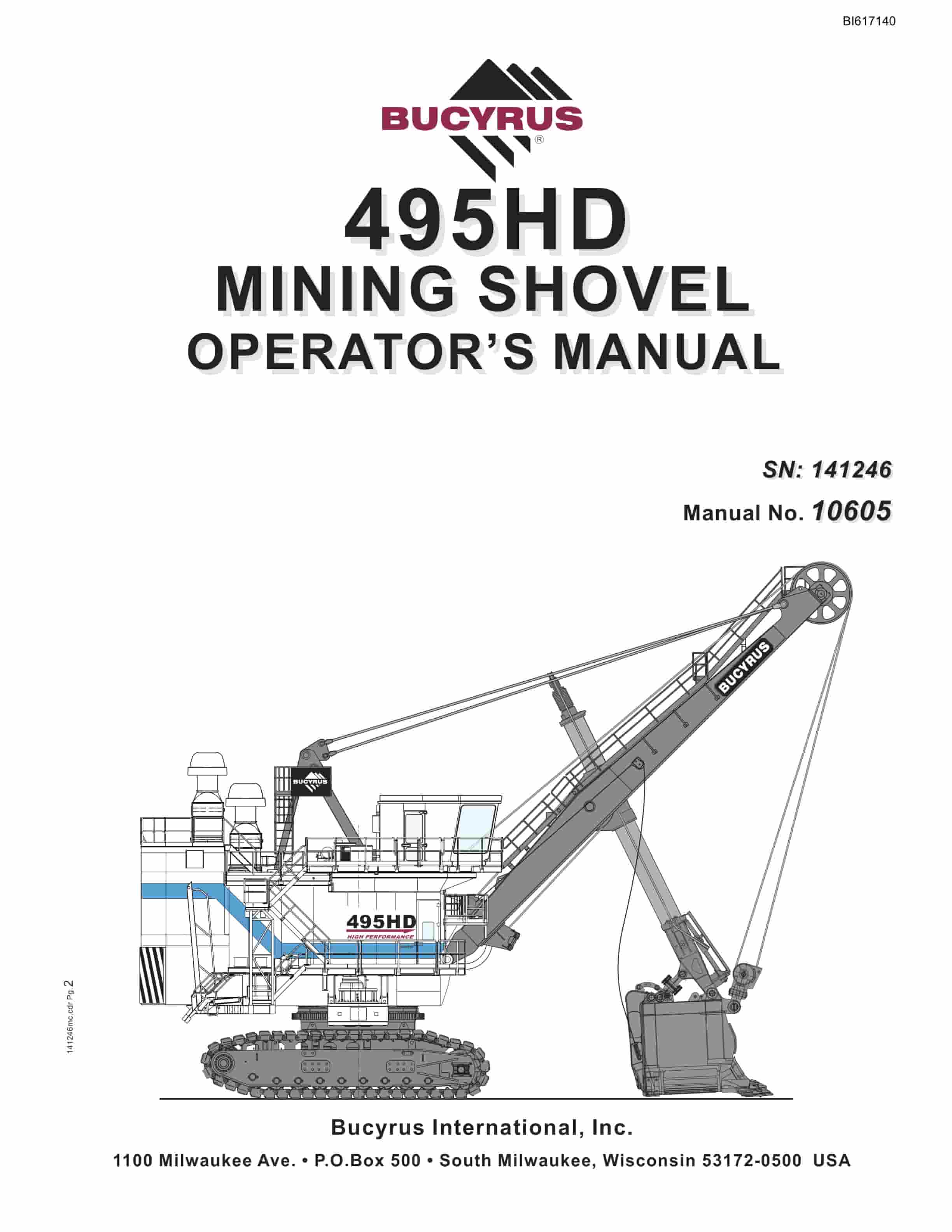 Bucyrus 495HD Mining Shovel Operators Manual BI617140
