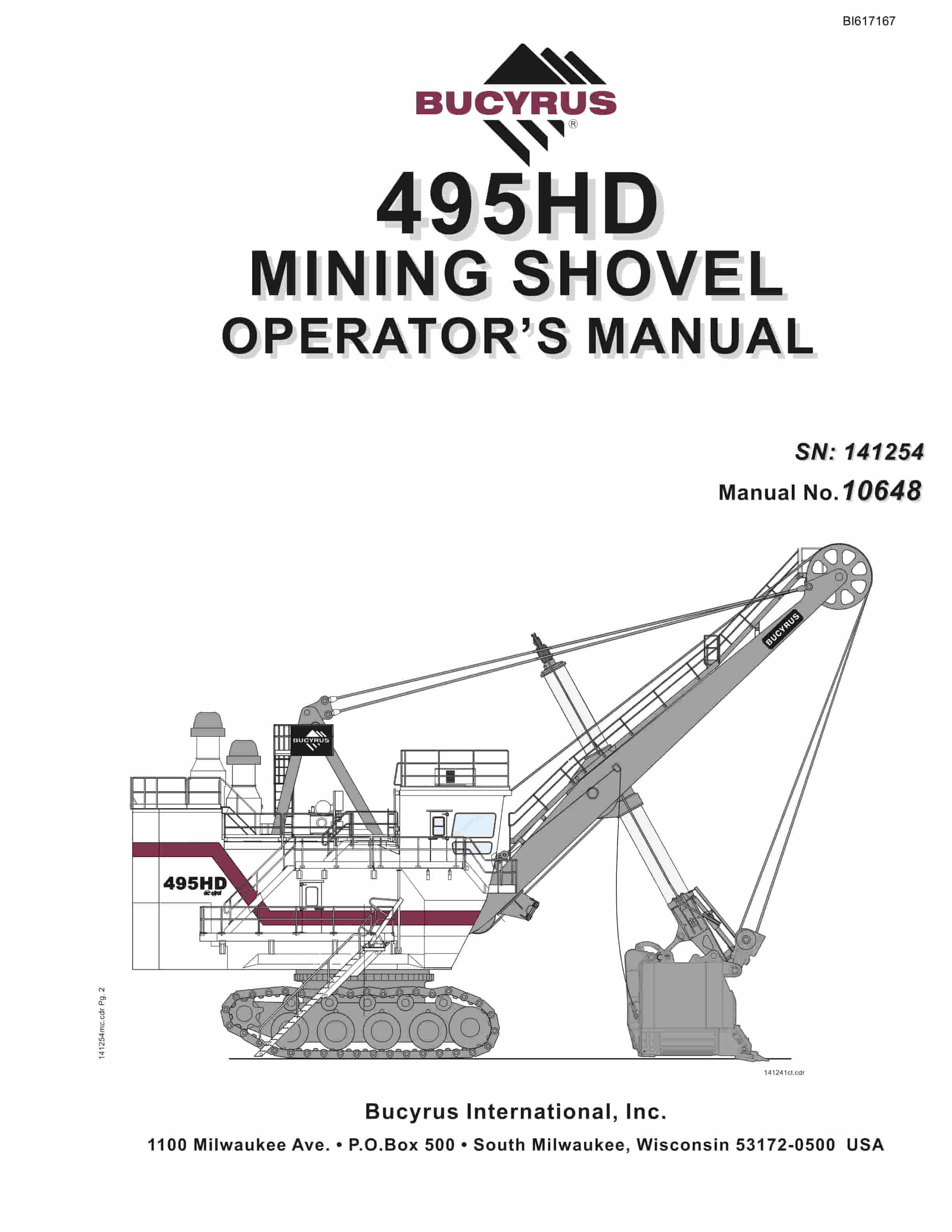 Bucyrus 495HD Mining Shovel Operators Manual BI617167