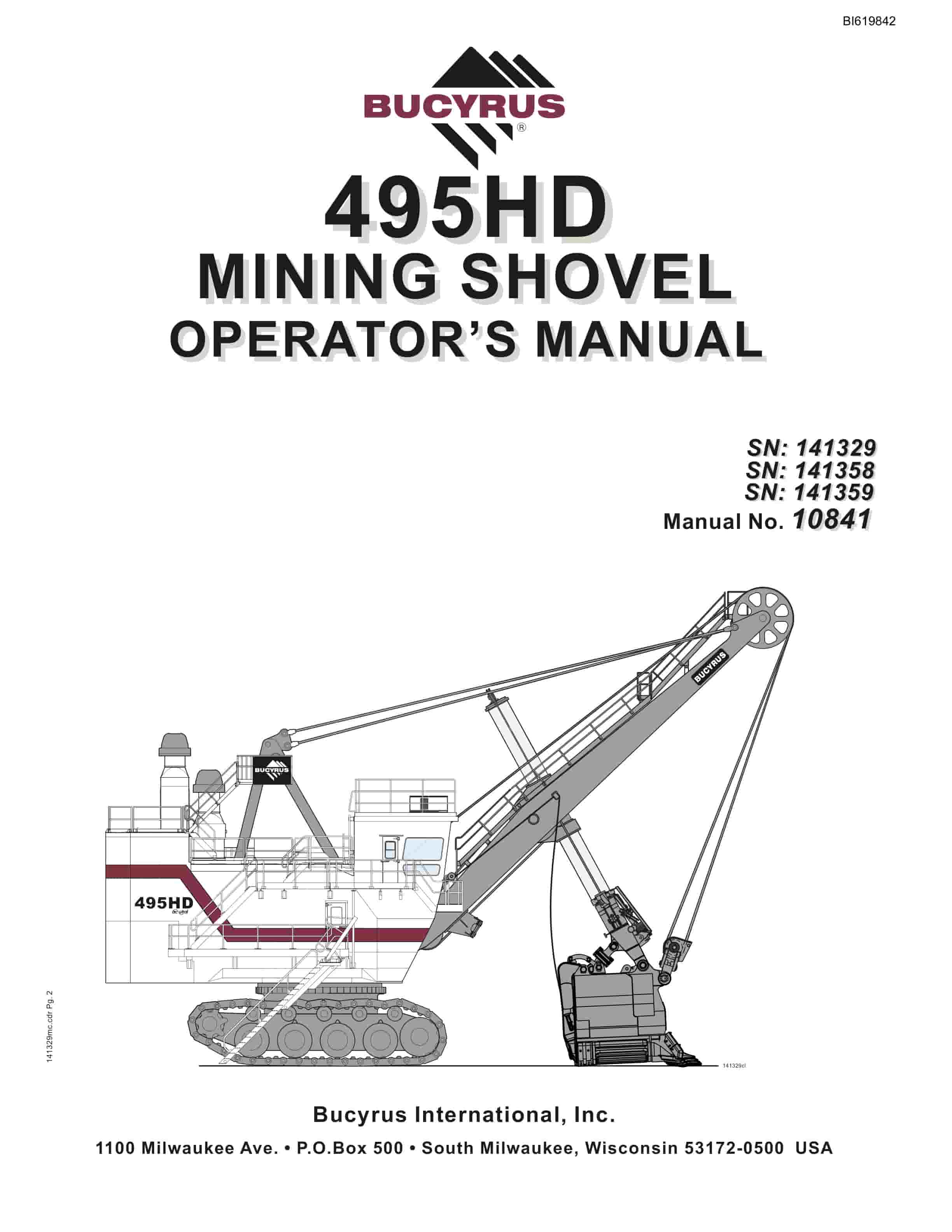 Bucyrus 495HD Mining Shovel Operators Manual BI619842