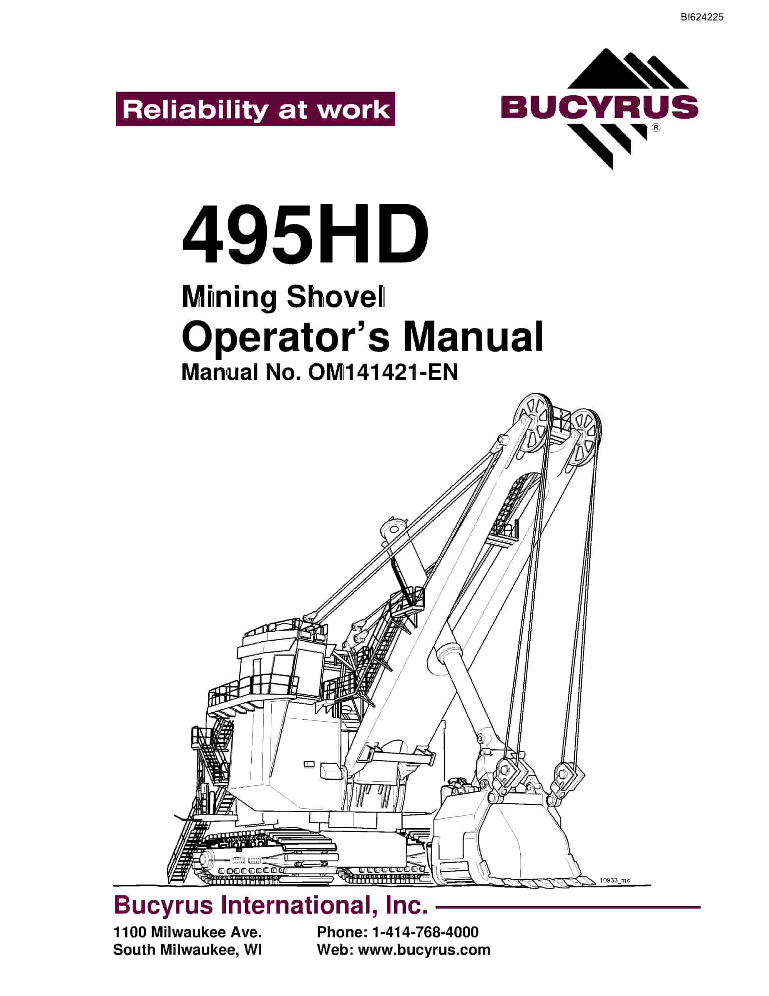 Bucyrus 495HD Mining Shovel Operators Manual BI624225
