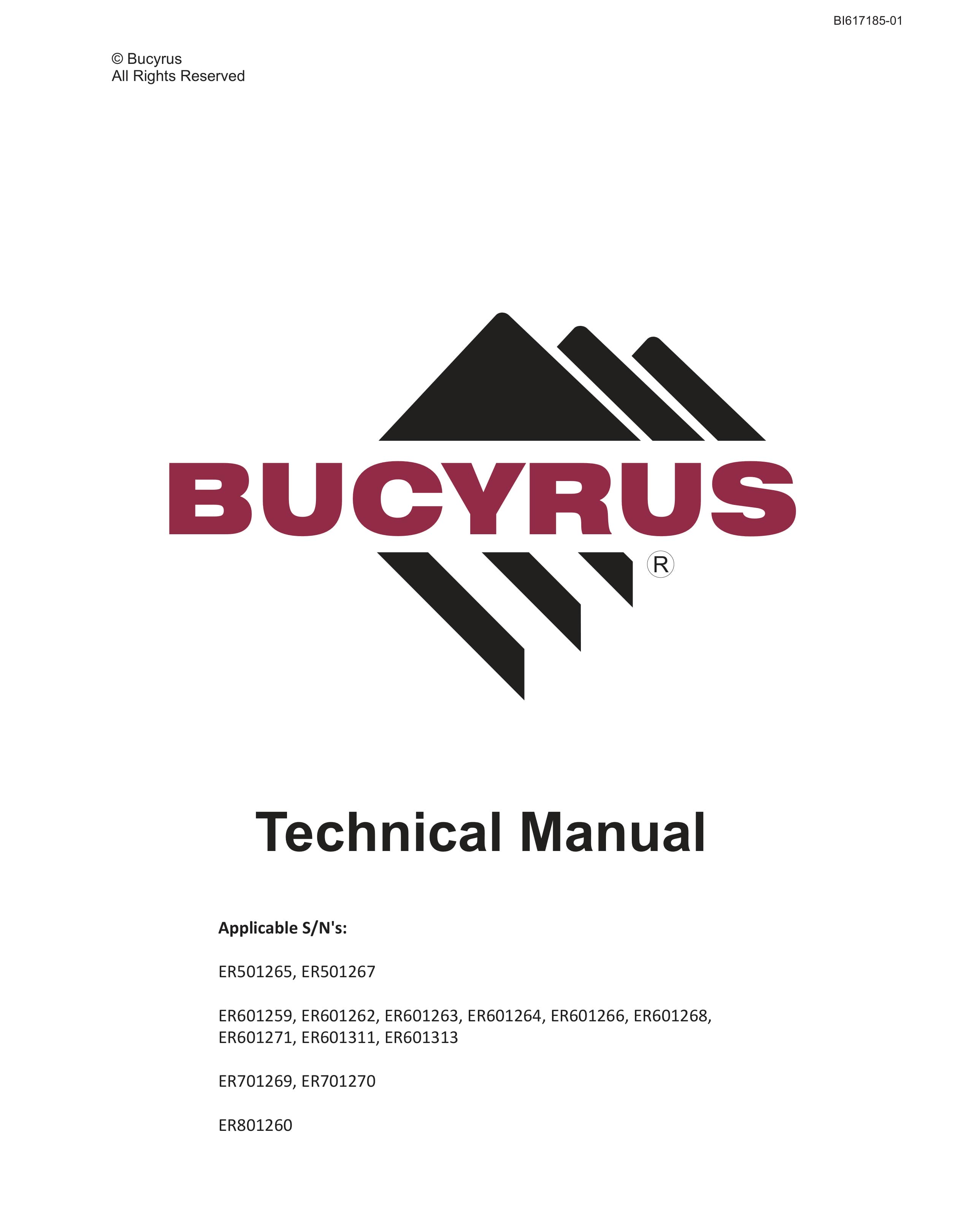 Bucyrus 495HF, 495HR Shovel Technical Manual BI617185