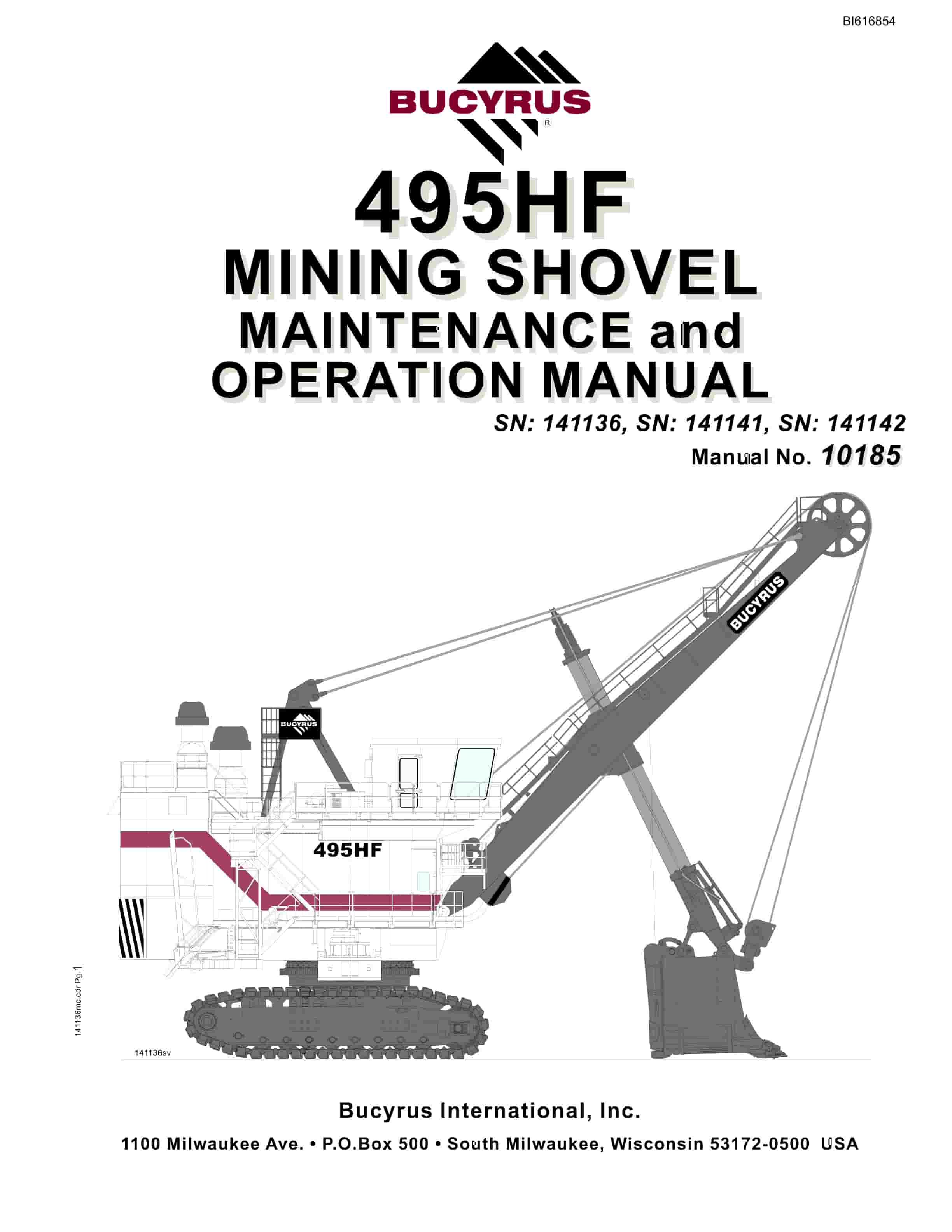 Bucyrus 495HF Mining Shovel Maintenance And Operation Manual BI616854