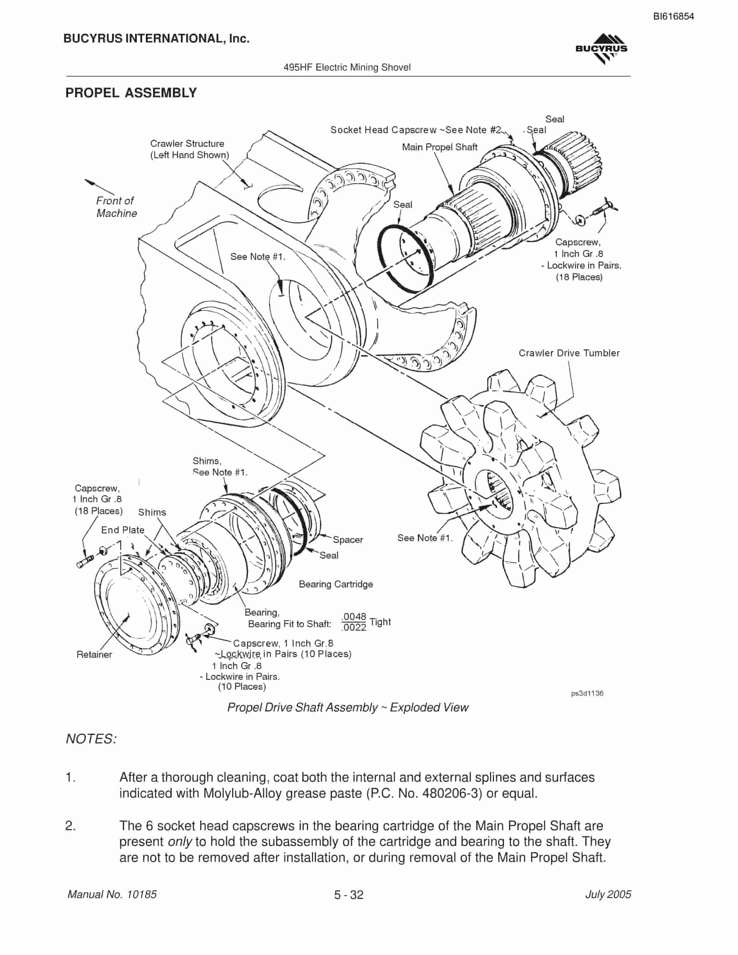 Bucyrus 495HF Mining Shovel Maintenance And Operation Manual BI616854-2