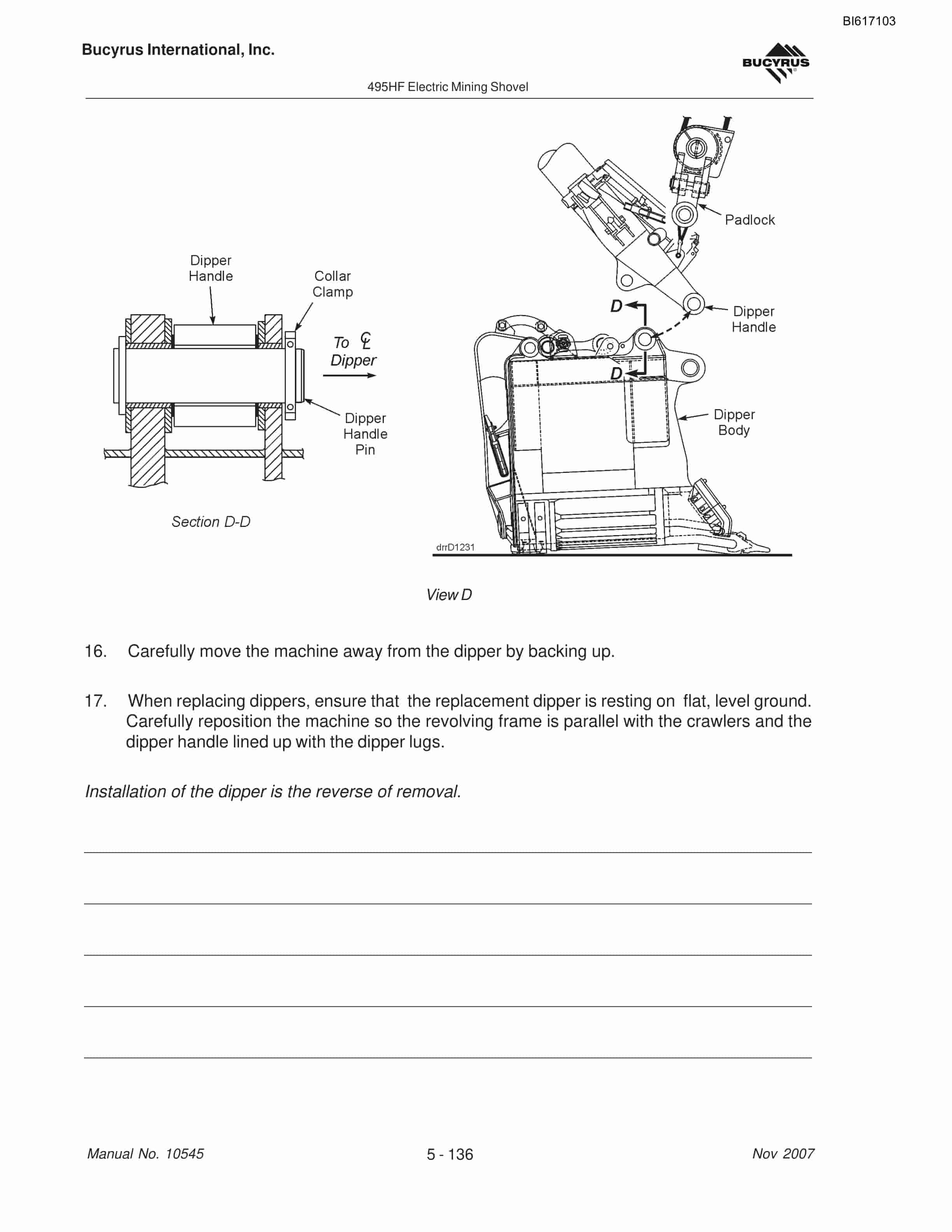 Bucyrus 495HF Mining Shovel Maintenance And Operation Manual BI617103-3