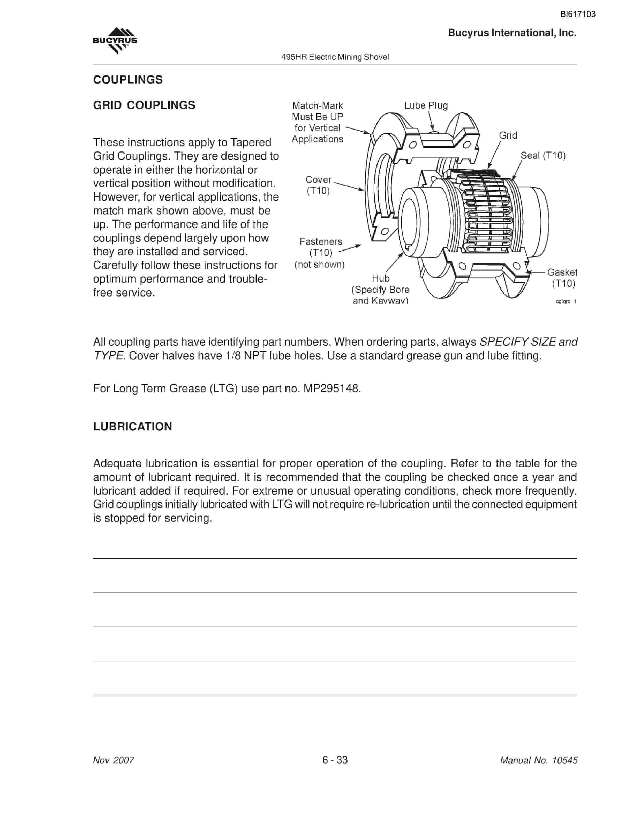 Bucyrus 495HF Mining Shovel Maintenance And Operation Manual BI617103-5