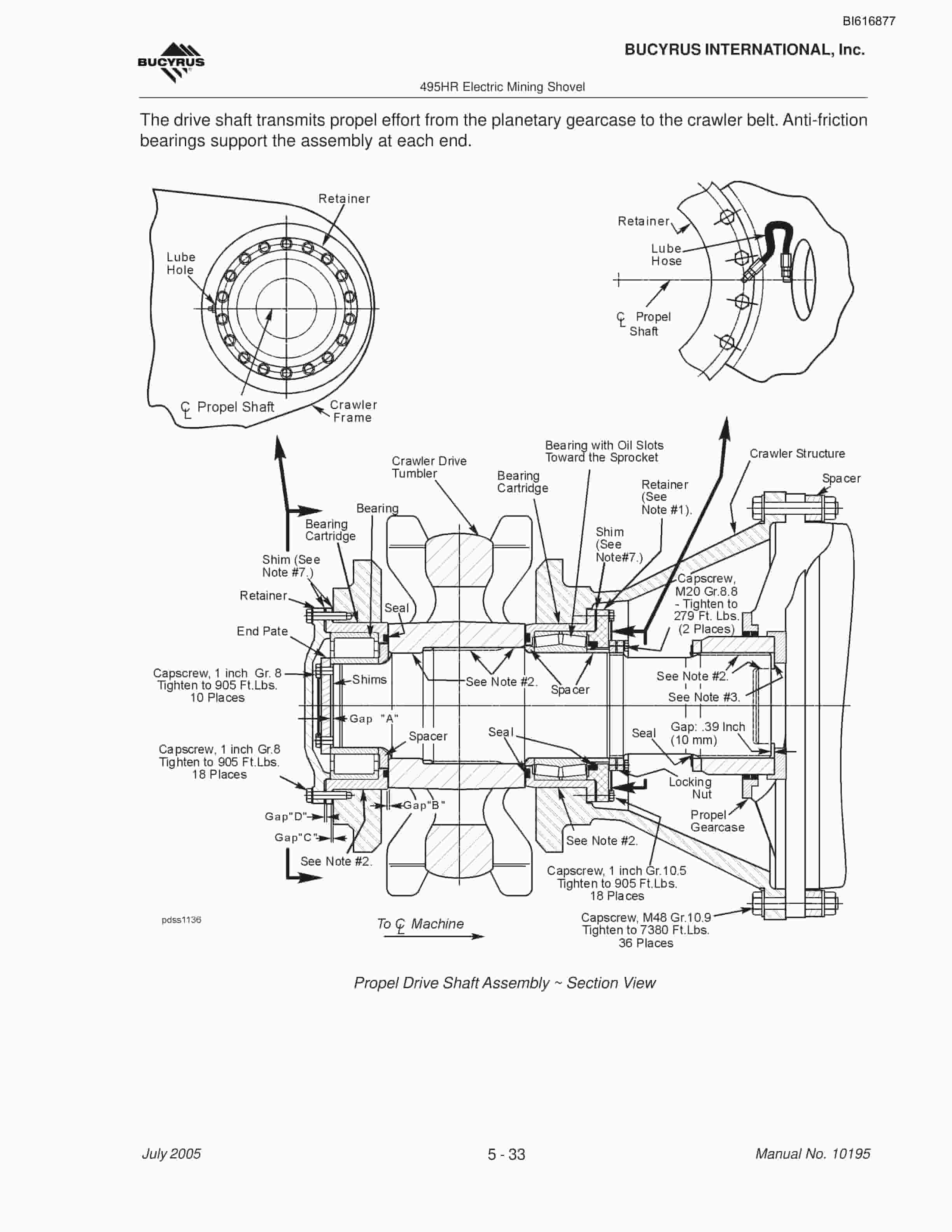 Bucyrus 495HR Mining Shovel Maintenance And Operation Manual BI616877-2