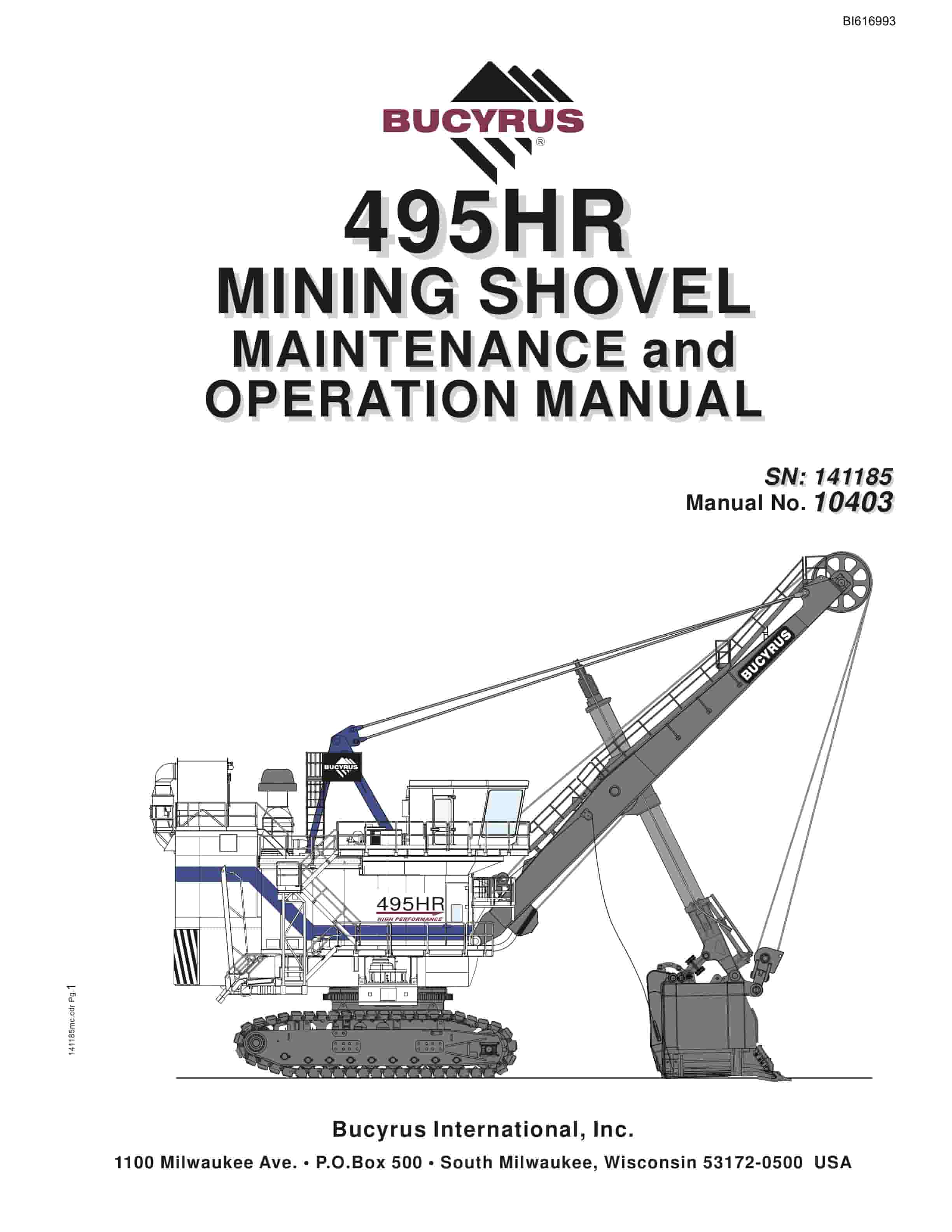 Bucyrus 495HR Mining Shovel Maintenance And Operation Manual BI616993