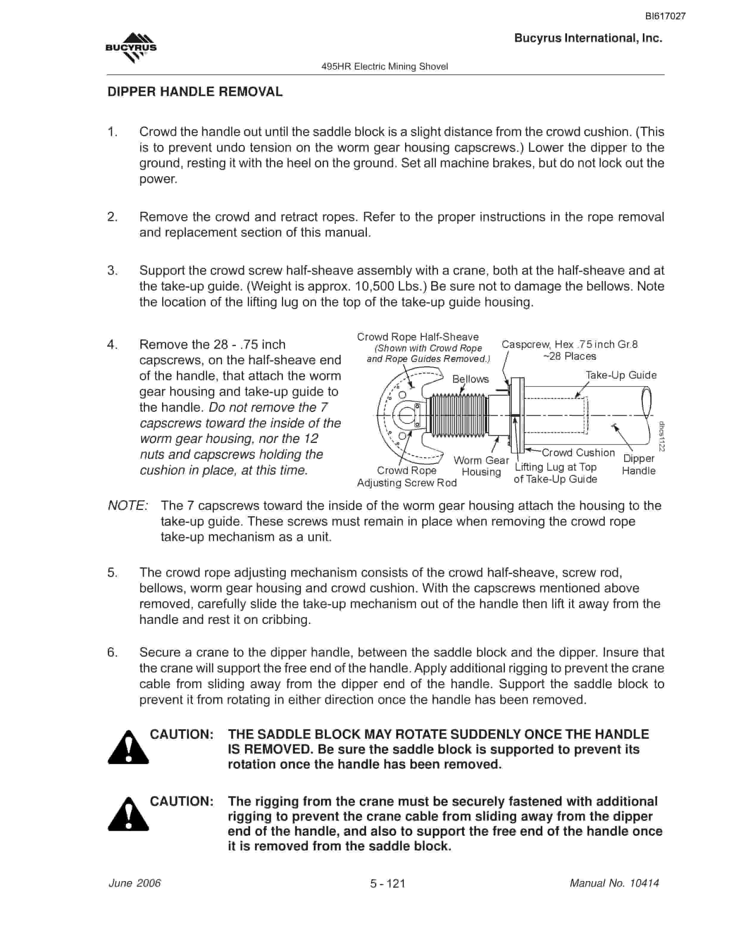 Bucyrus 495HR Mining Shovel Maintenance And Operation Manual BI617027-3