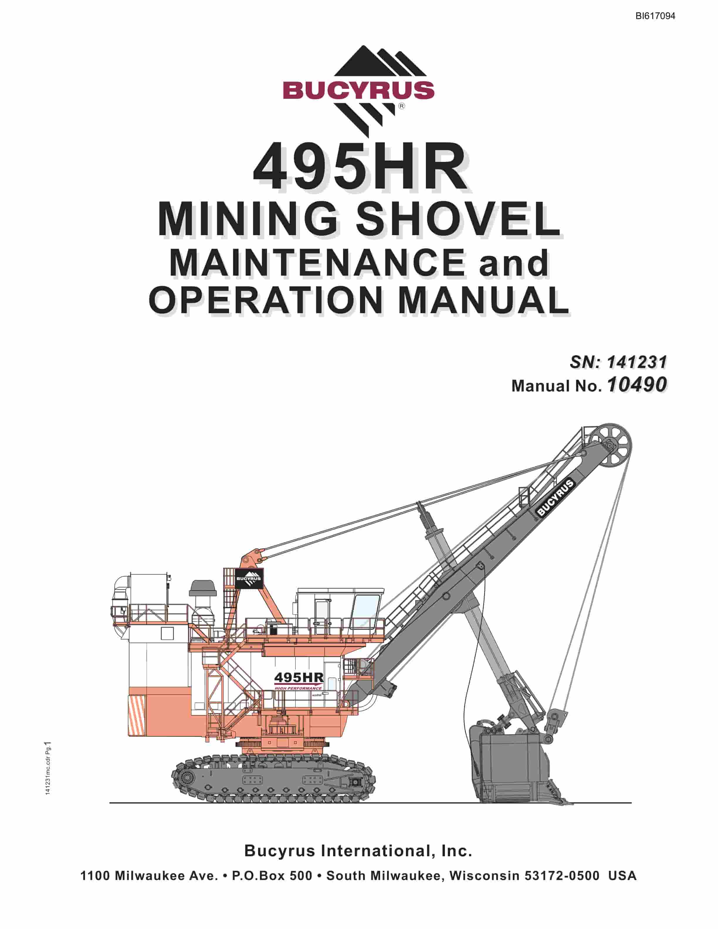 Bucyrus 495HR Mining Shovel Maintenance And Operation Manual BI617094