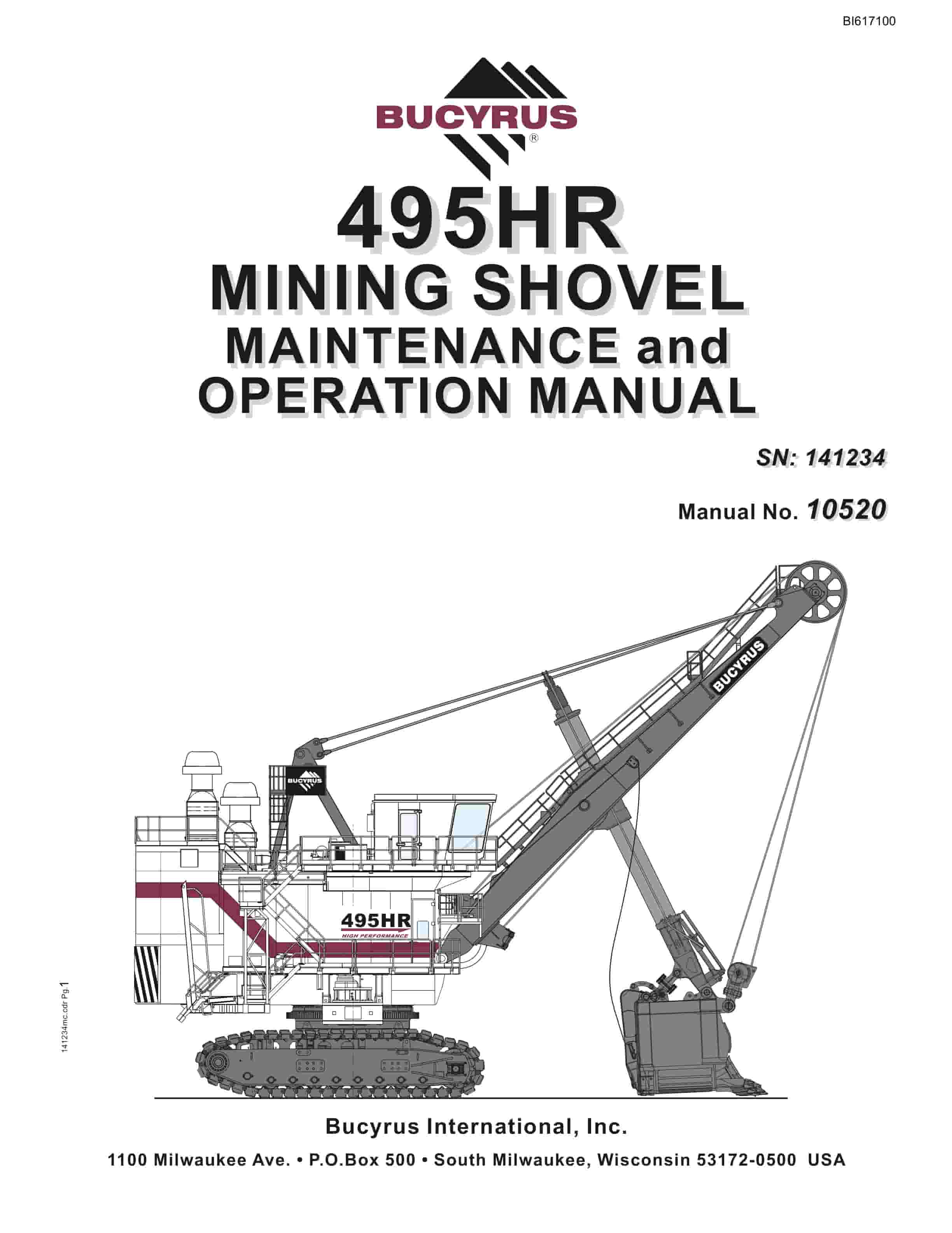 Bucyrus 495HR Mining Shovel Maintenance And Operation Manual BI617100