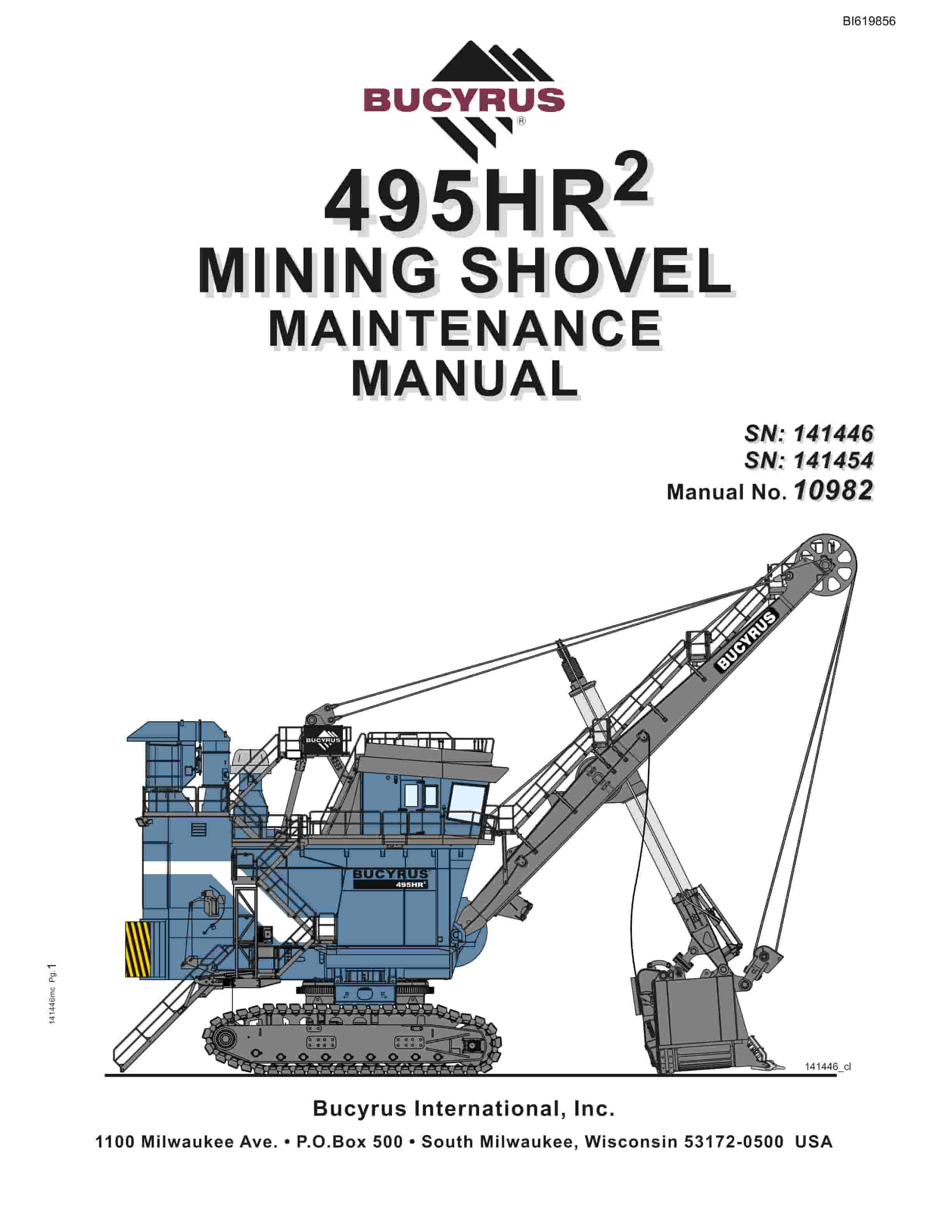 Bucyrus 495HR2 Mining Shovel Maintenance Manual BI619856