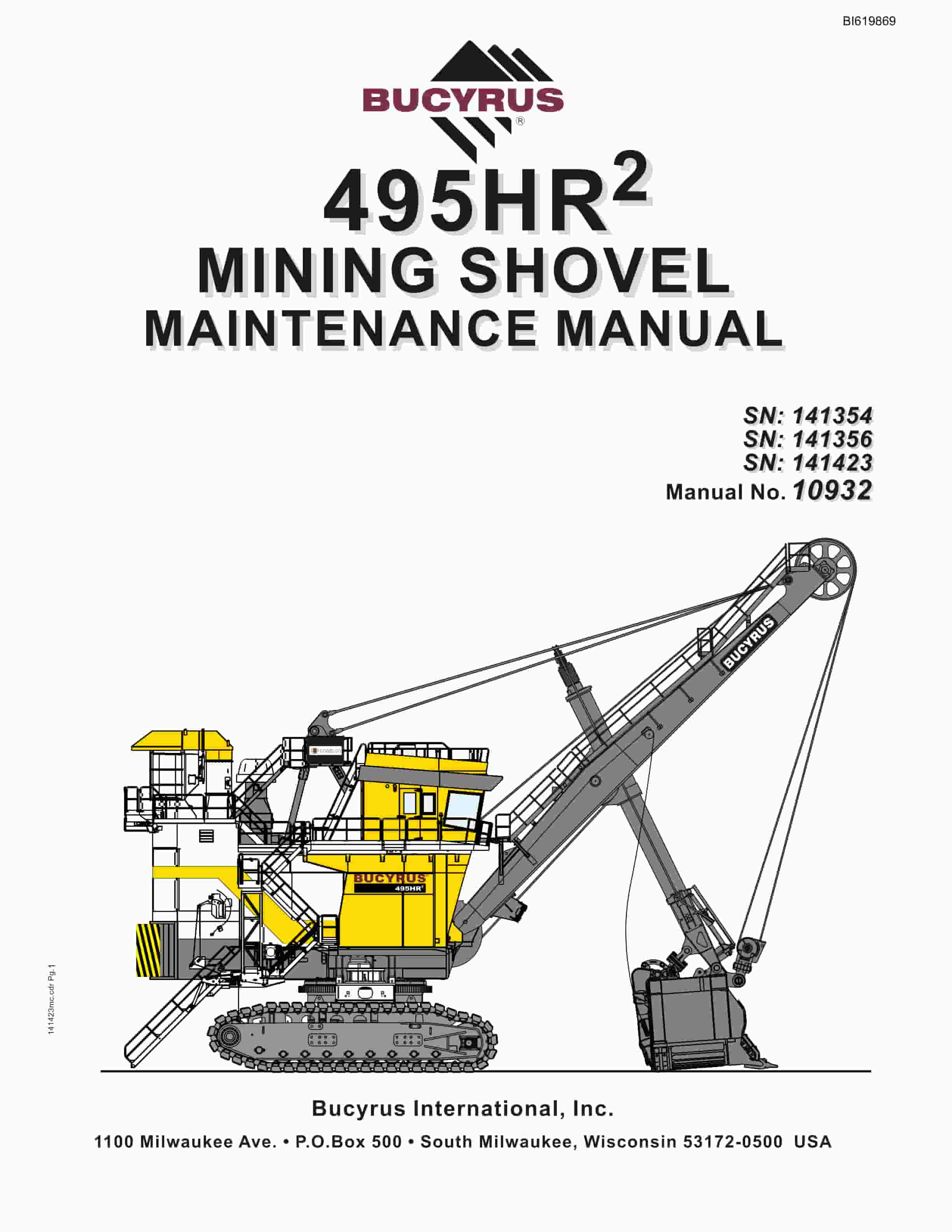 Bucyrus 495HR2 Mining Shovel Maintenance Manual BI619869