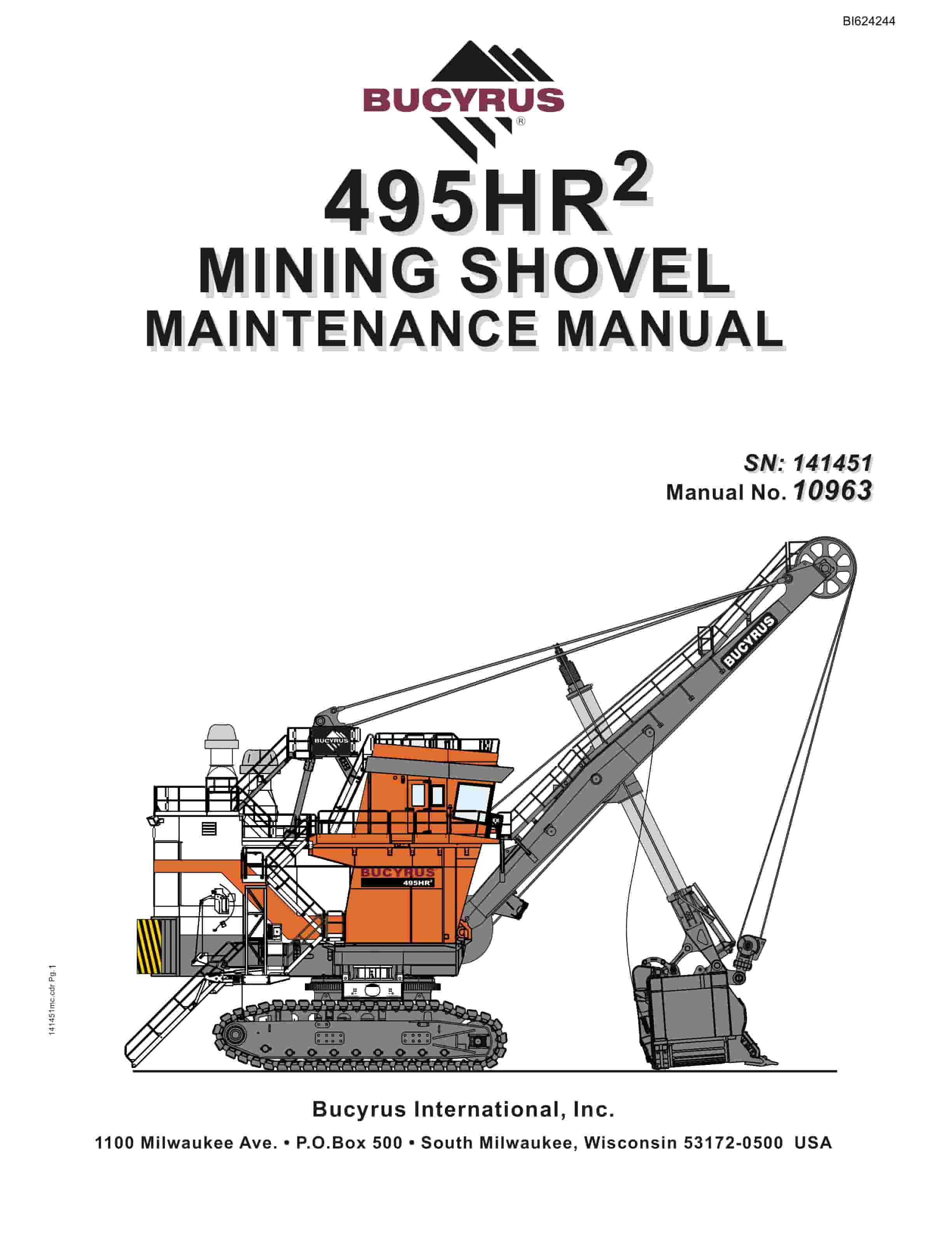Bucyrus 495HR2 Mining Shovel Maintenance Manual BI624244