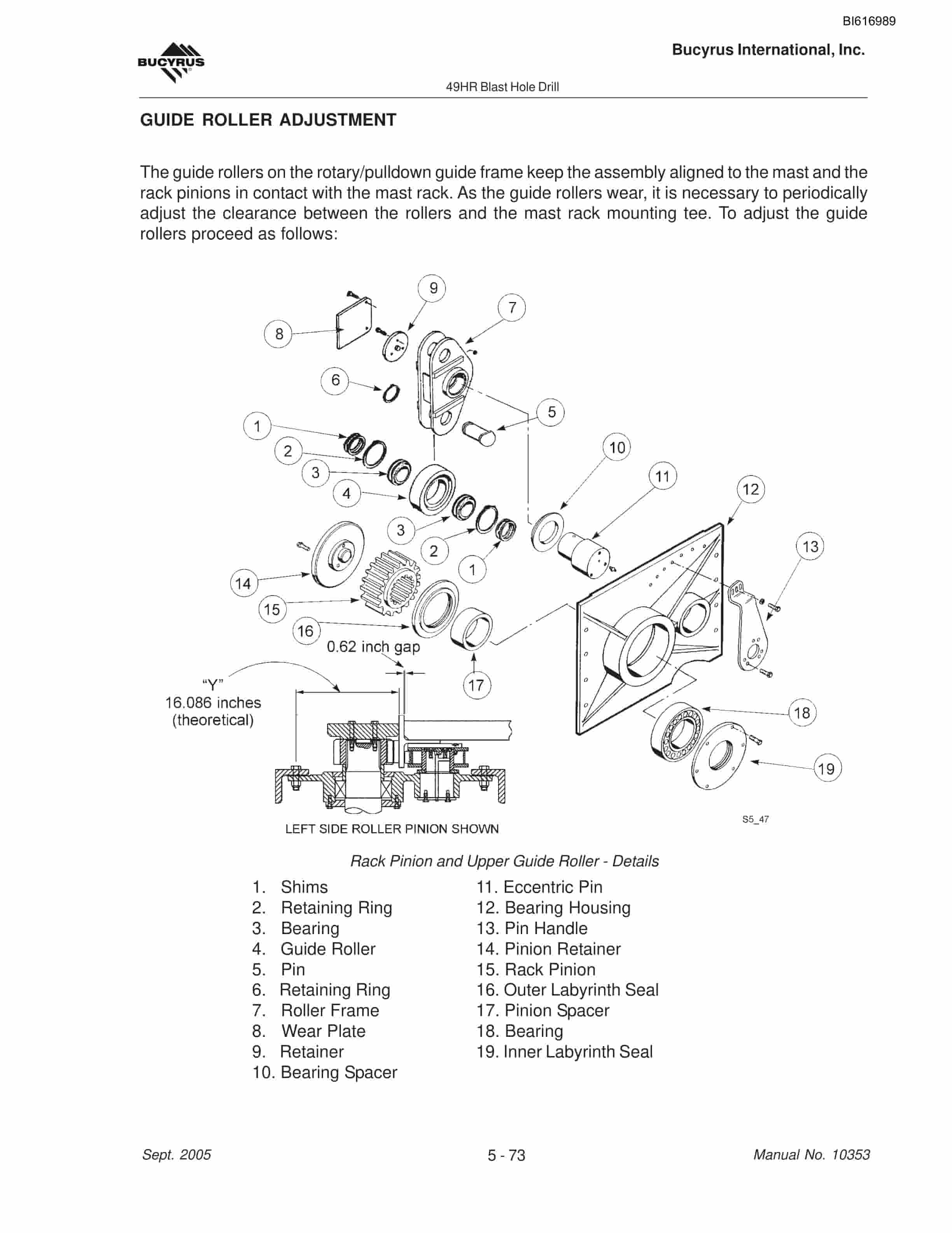 Bucyrus 49HR Blast Hole Drill Maintenance And Operation Manual BI616989-3