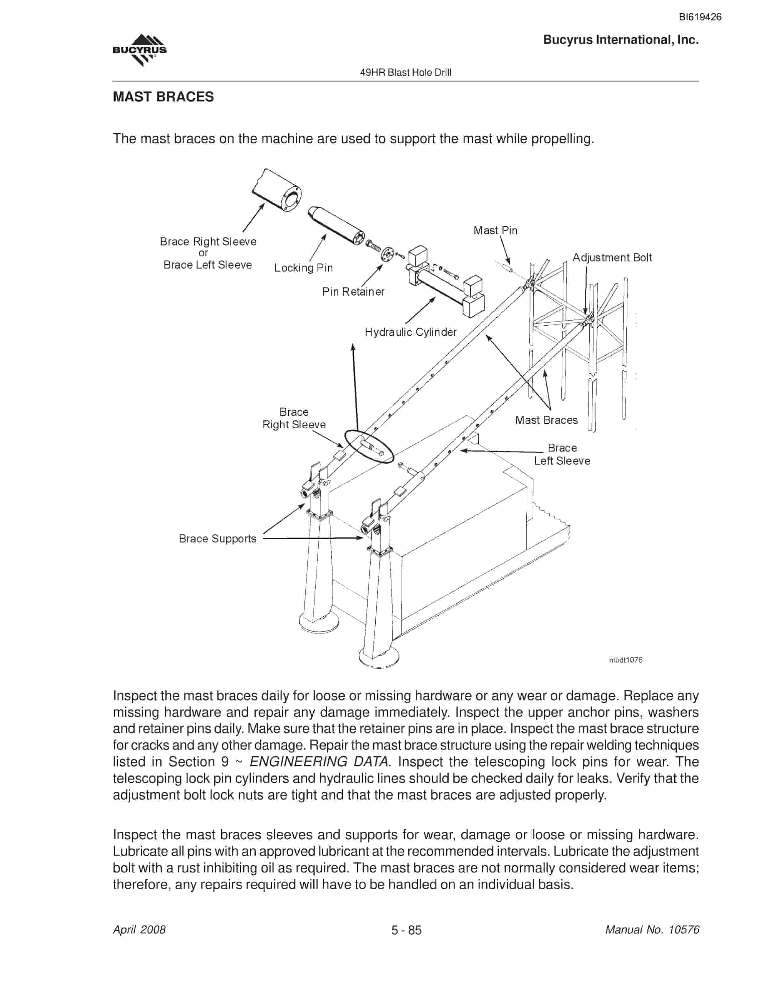 Bucyrus 49HR Blast Hole Drill Maintenance And Operation Manual BI619426-4