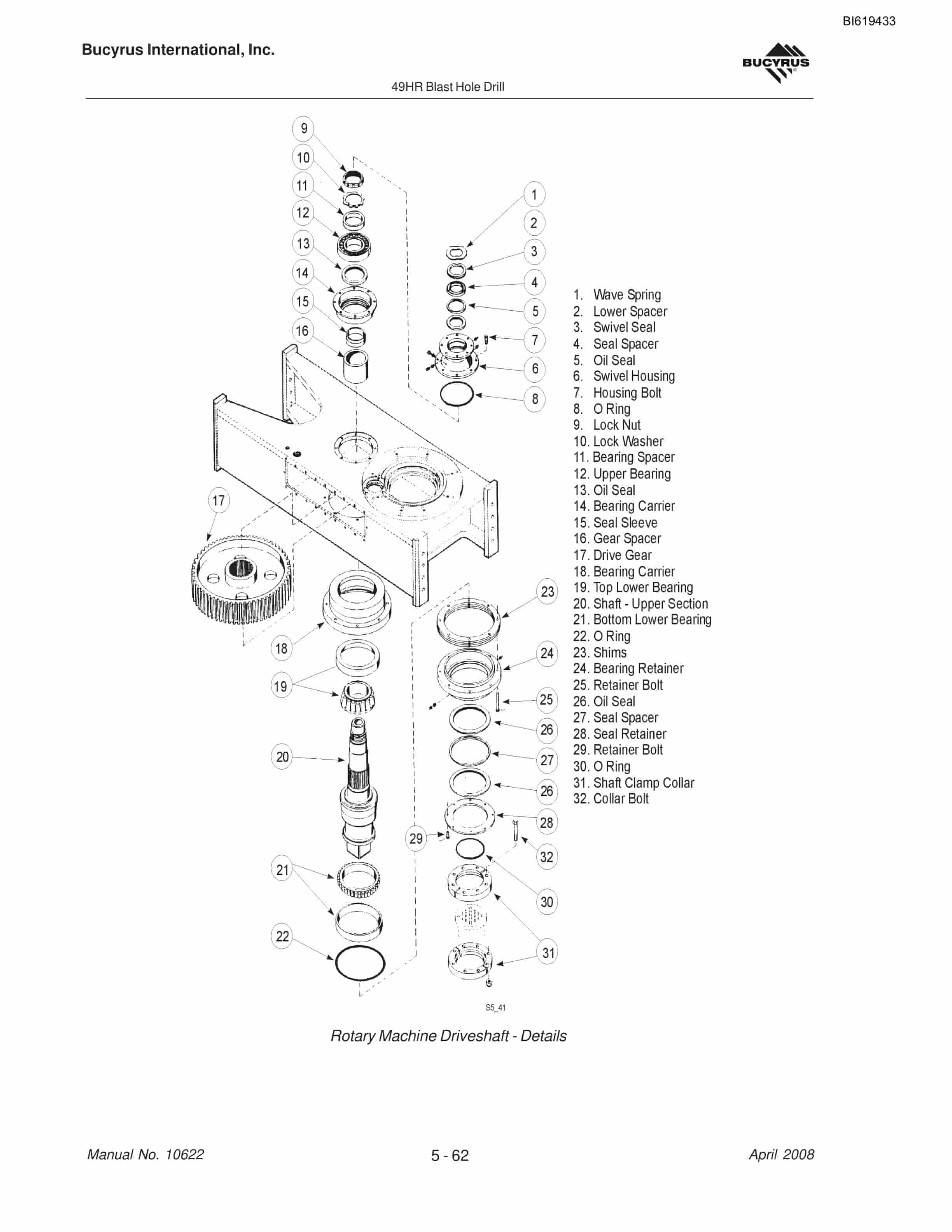 Bucyrus 49HR Blast Hole Drill Maintenance And Operation Manual BI619433-3