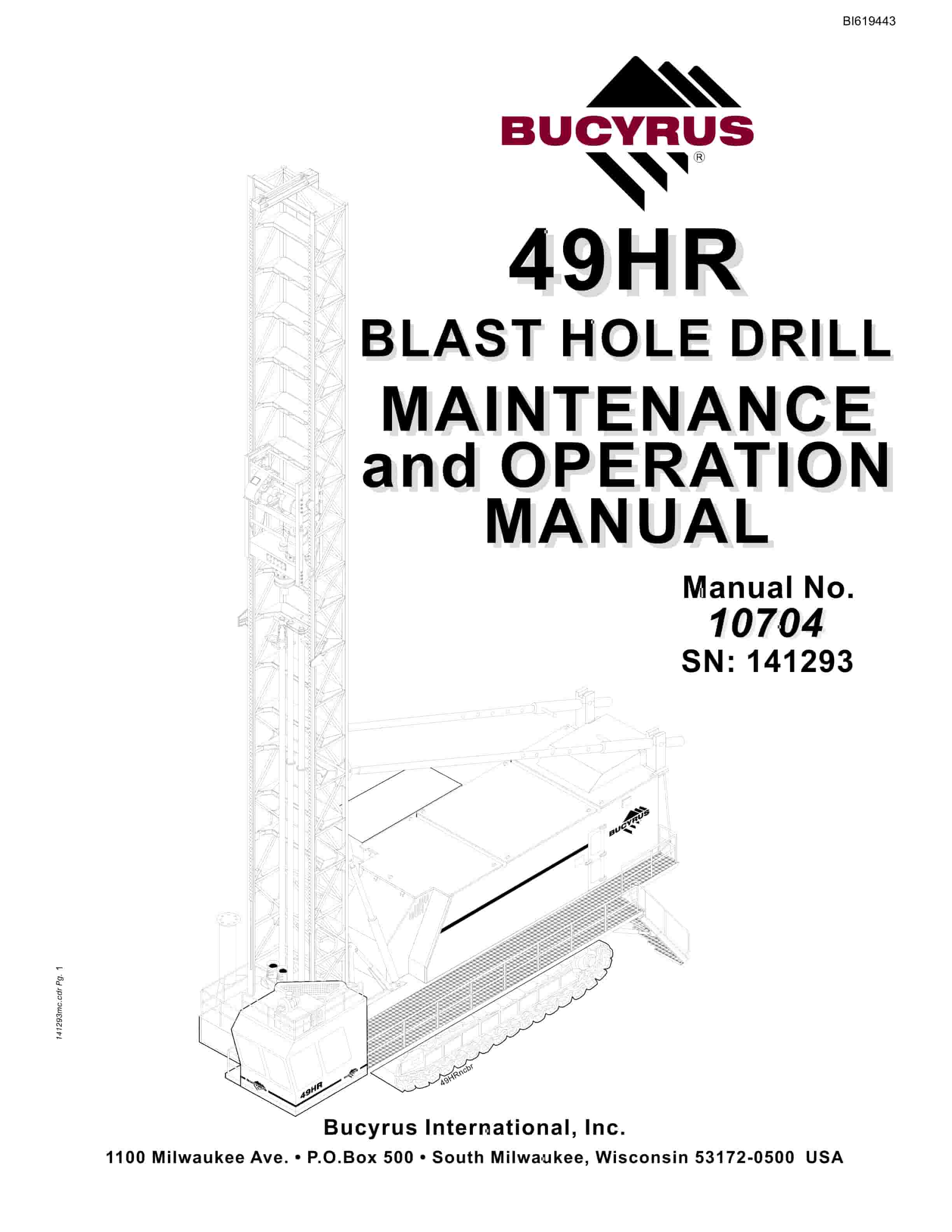Bucyrus 49HR Blast Hole Drill Maintenance And Operation Manual BI619443
