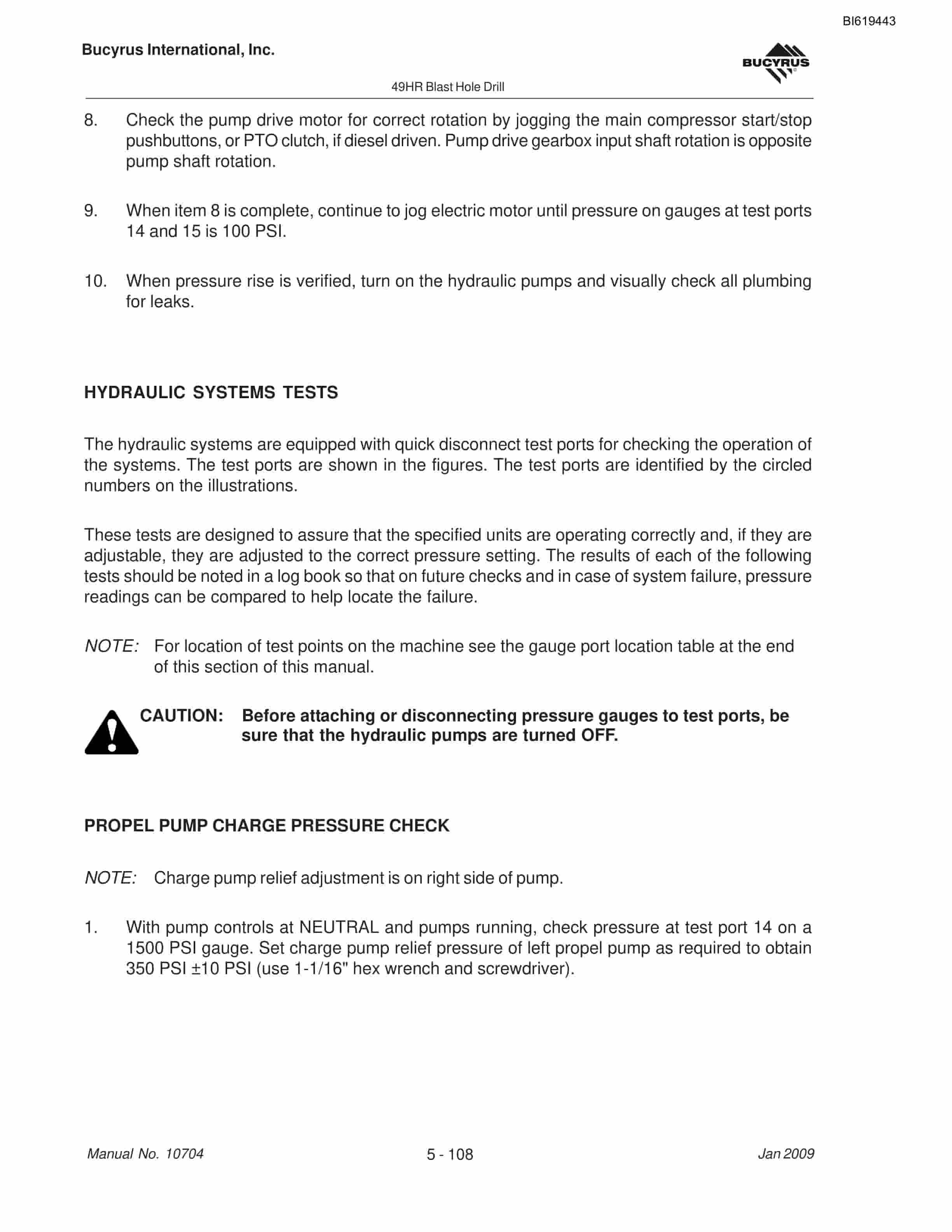 Bucyrus 49HR Blast Hole Drill Maintenance And Operation Manual BI619443-4