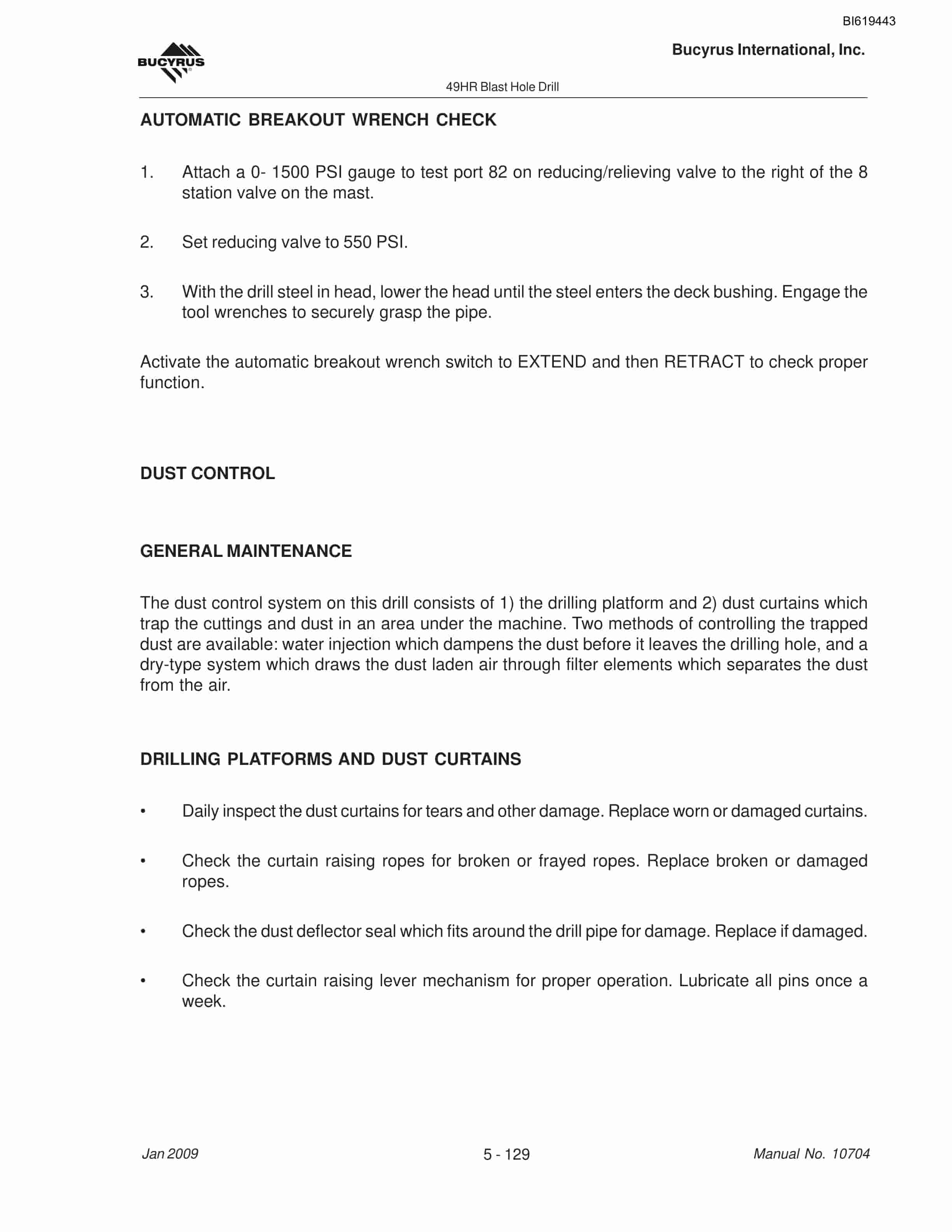 Bucyrus 49HR Blast Hole Drill Maintenance And Operation Manual BI619443-5