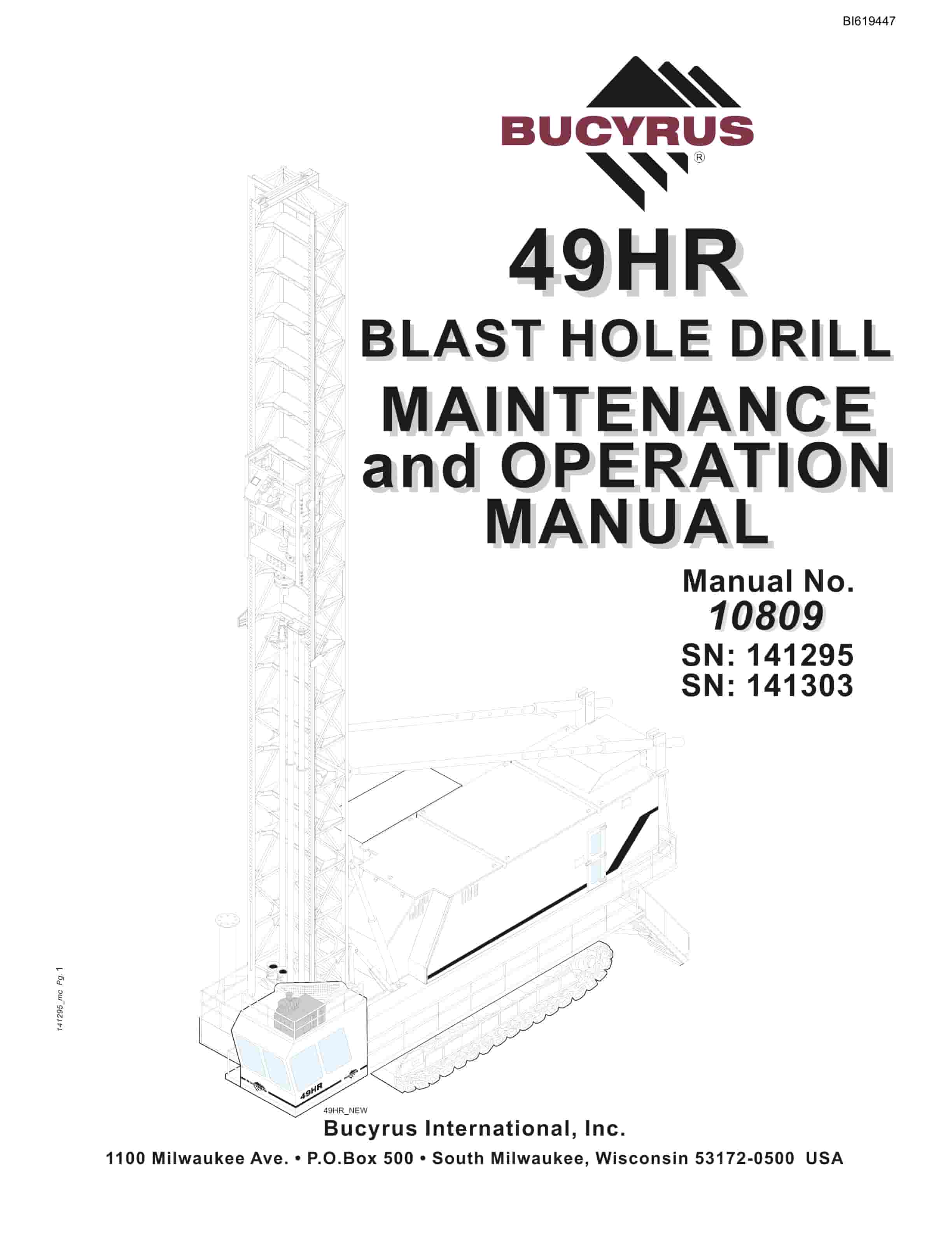 Bucyrus 49HR Blast Hole Drill Maintenance And Operation Manual BI619447