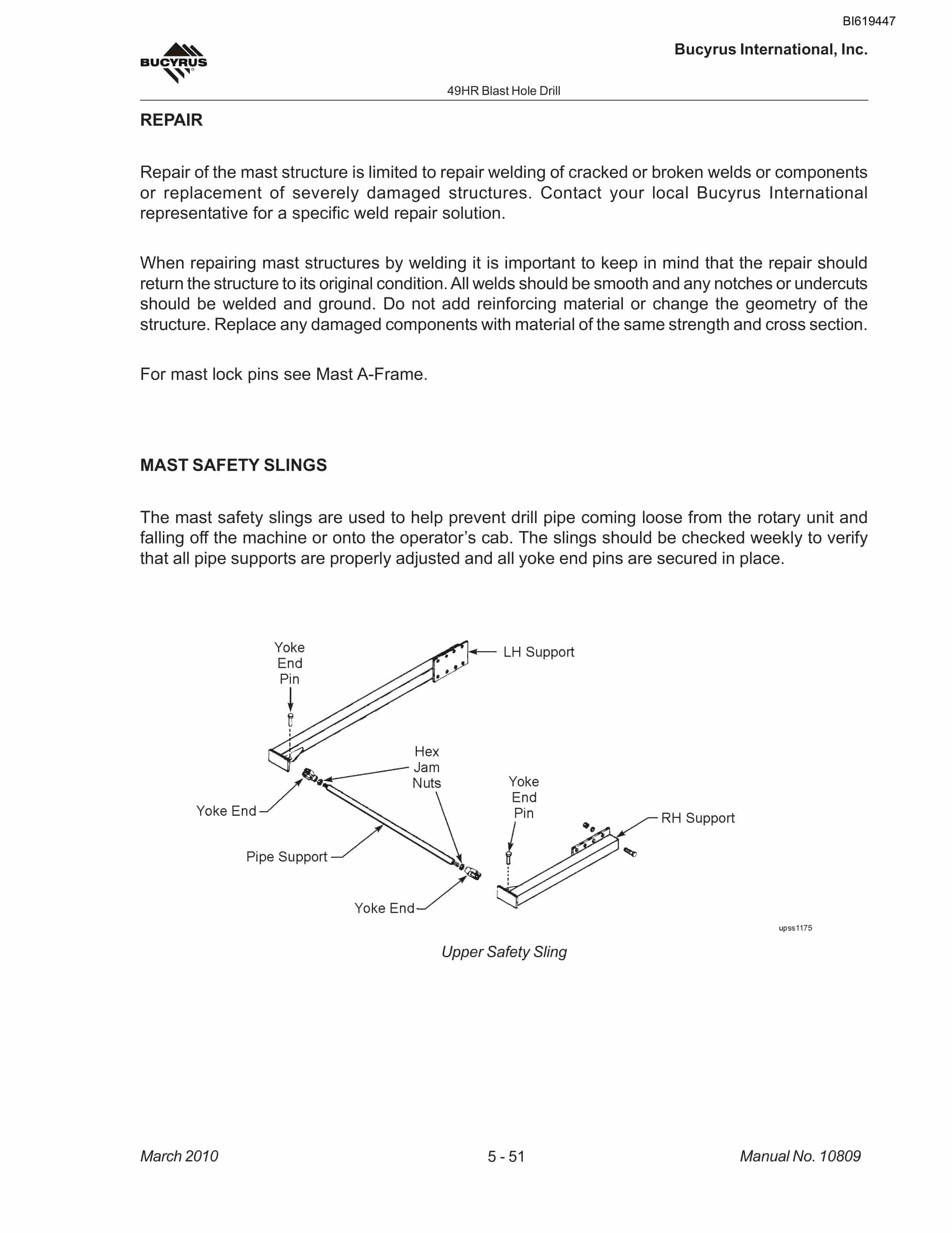 Bucyrus 49HR Blast Hole Drill Maintenance And Operation Manual BI619447-3