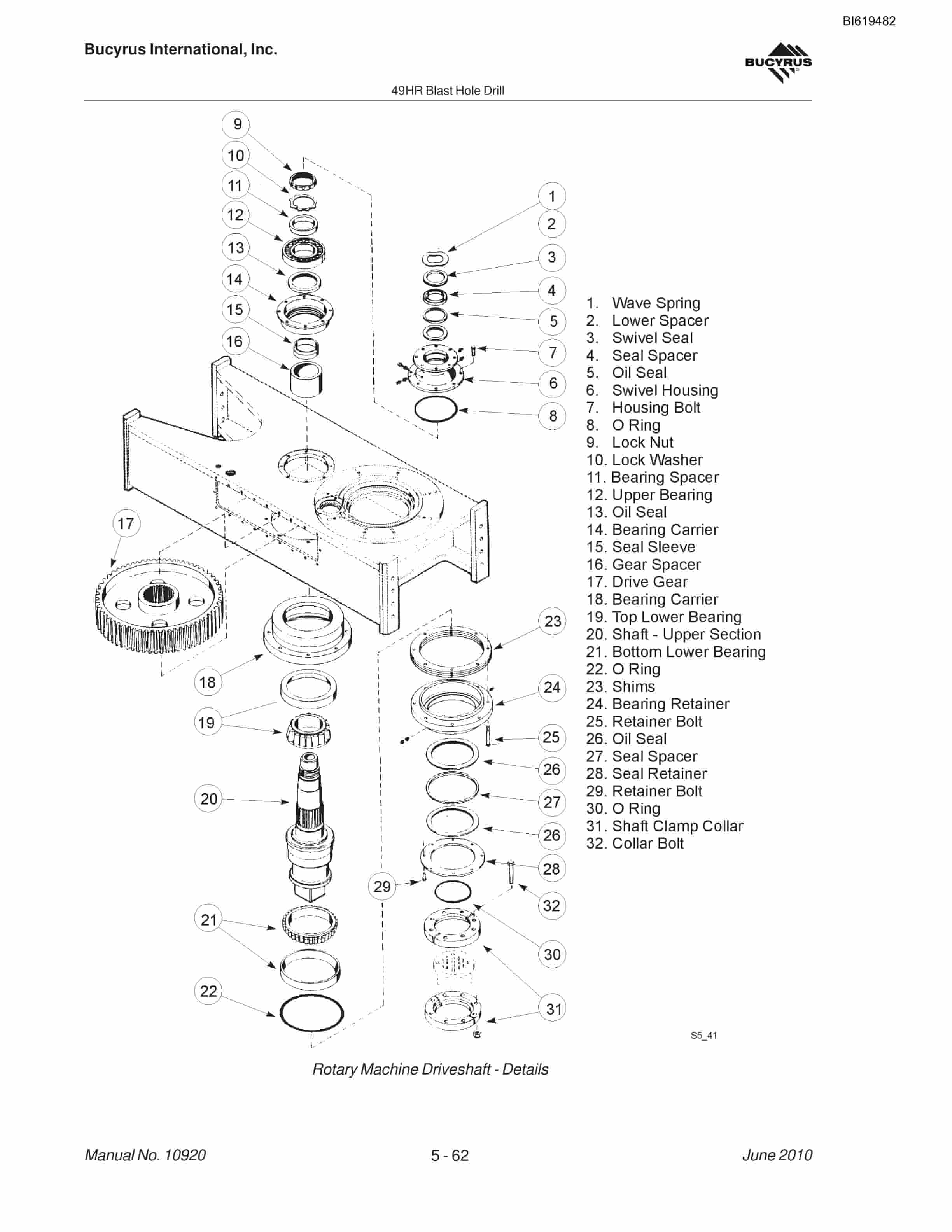 Bucyrus 49HR Blast Hole Drill Maintenance And Operation Manual BI619482-3