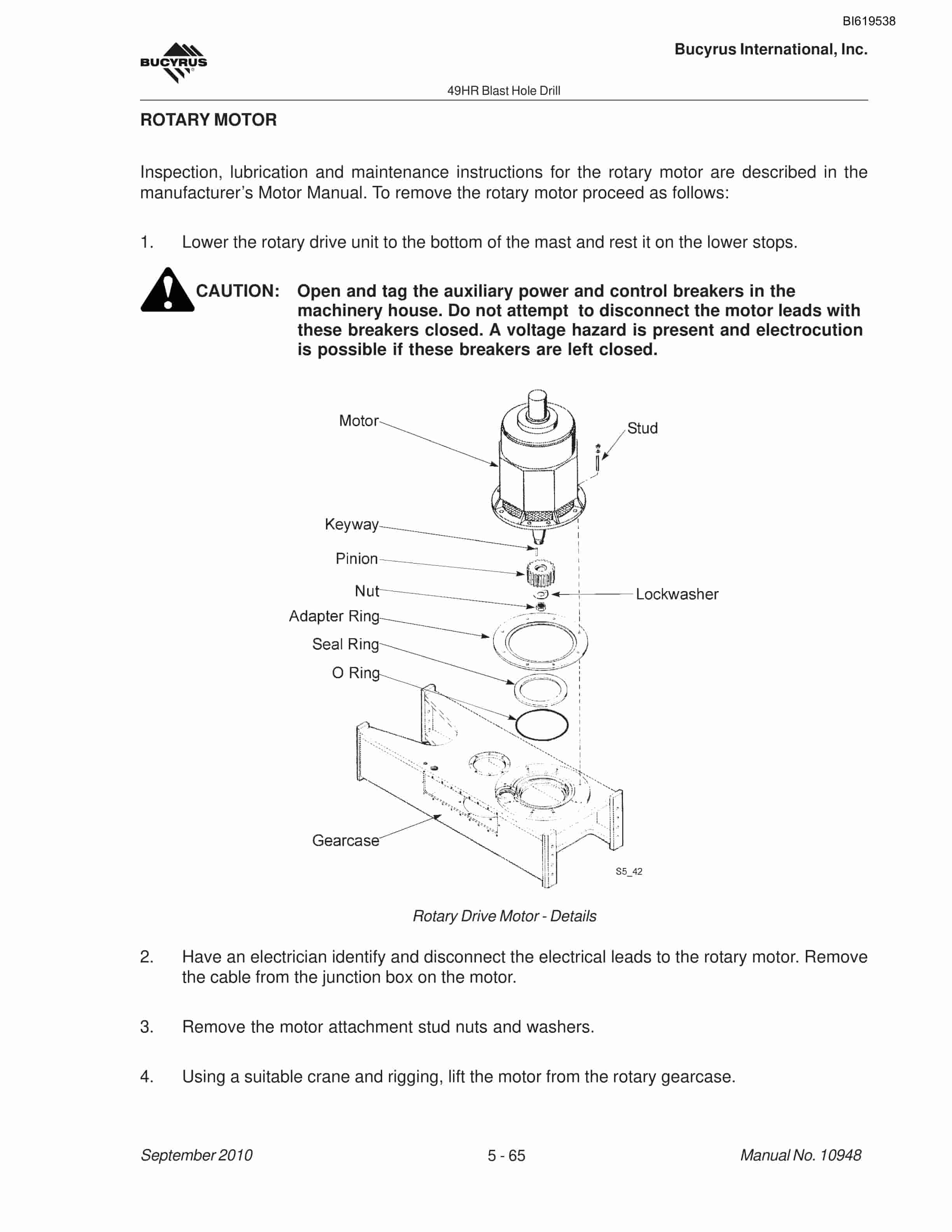 Bucyrus 49HR Blast Hole Drill Maintenance And Operation Manual BI619538-3