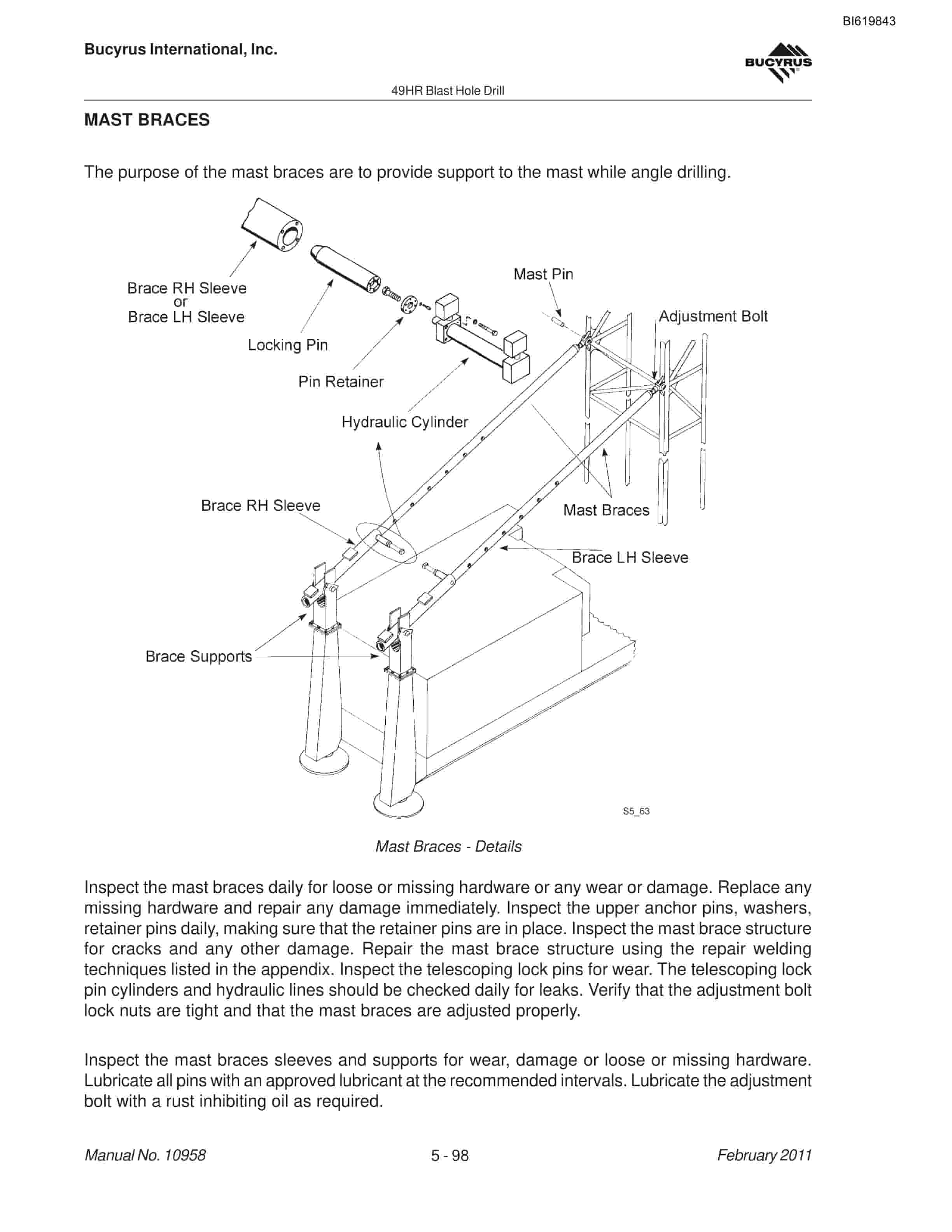 Bucyrus 49HR Blast Hole Drill Maintenance And Operation Manual BI619843-4