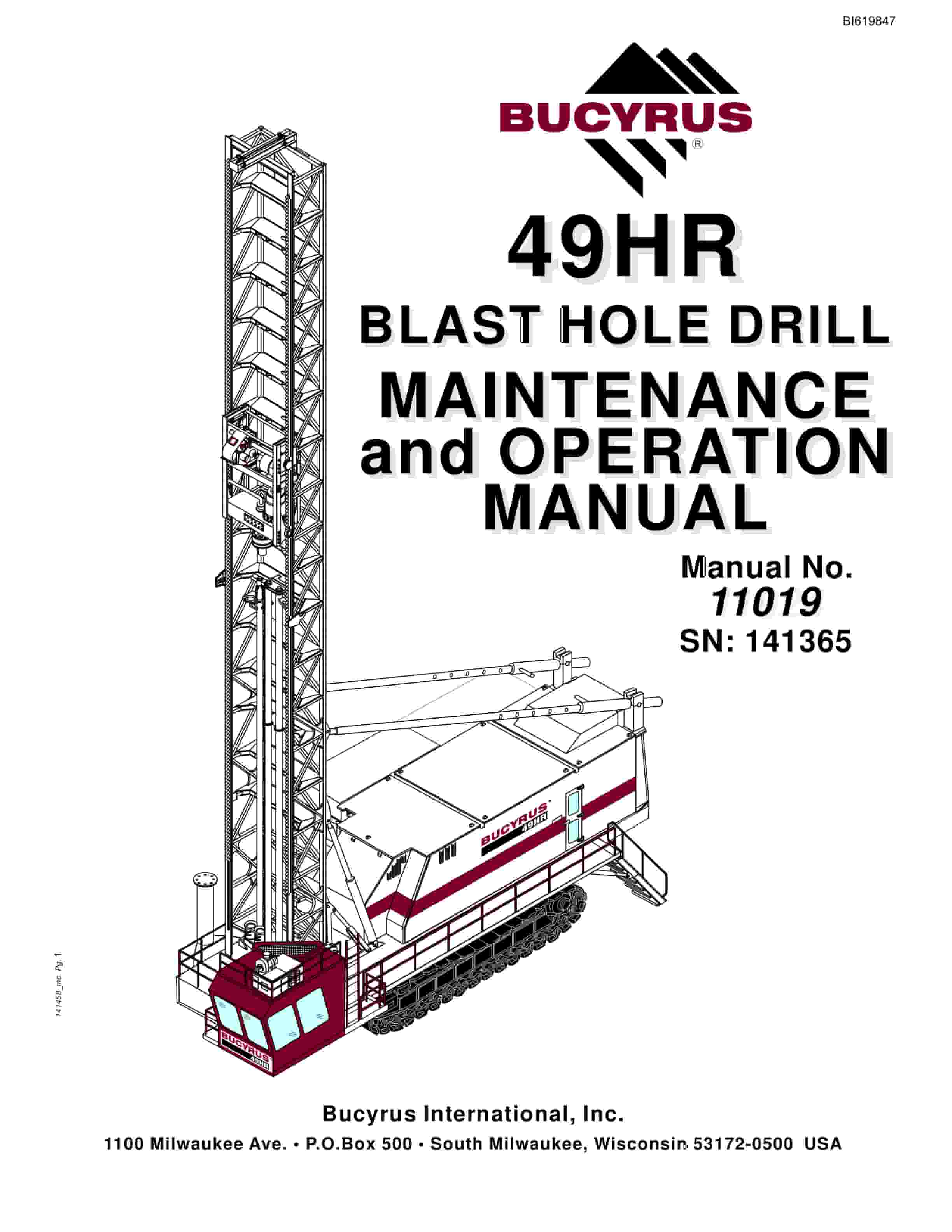 Bucyrus 49HR Blast Hole Drill Maintenance And Operation Manual BI619847